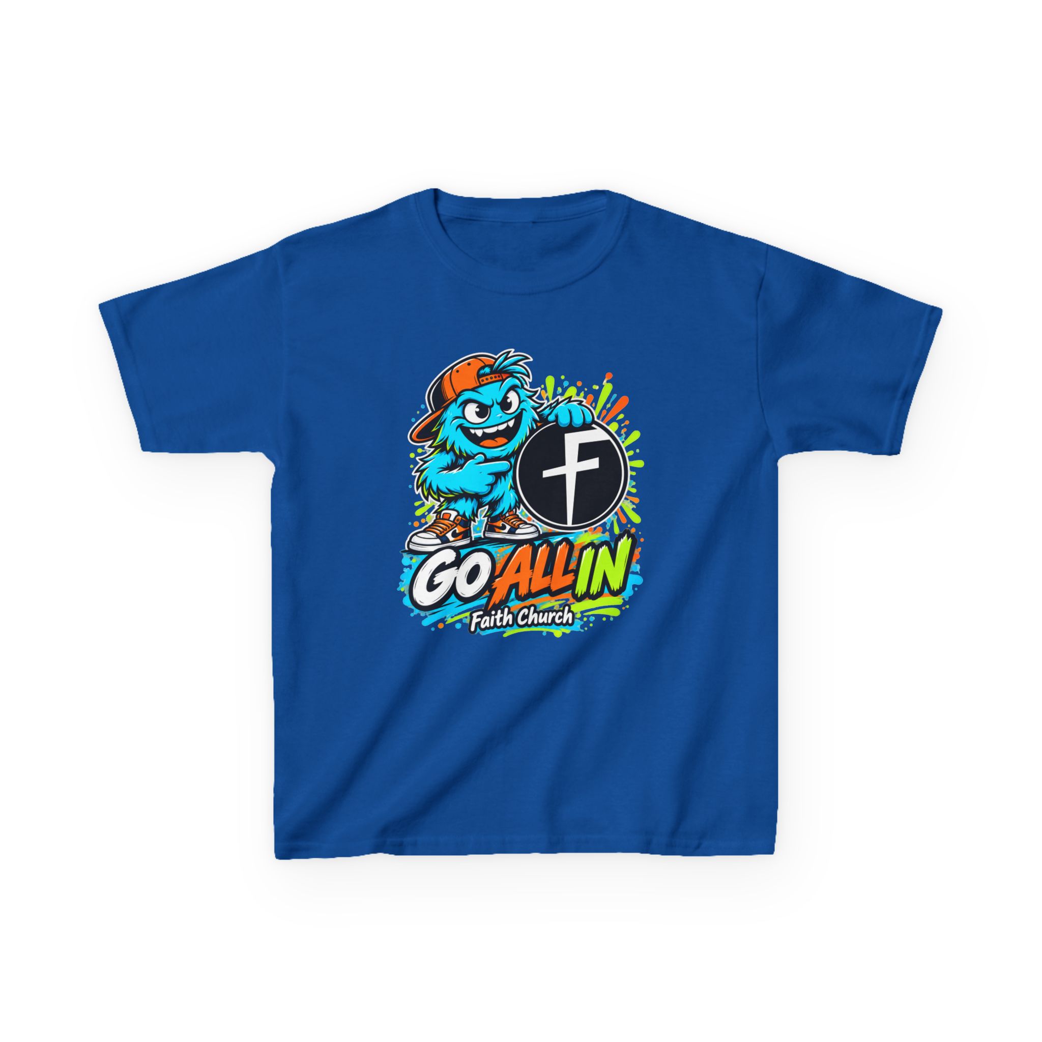 Kids T-Shirt — 'Go All In' Colorful Church Youth Graphic - Image 29