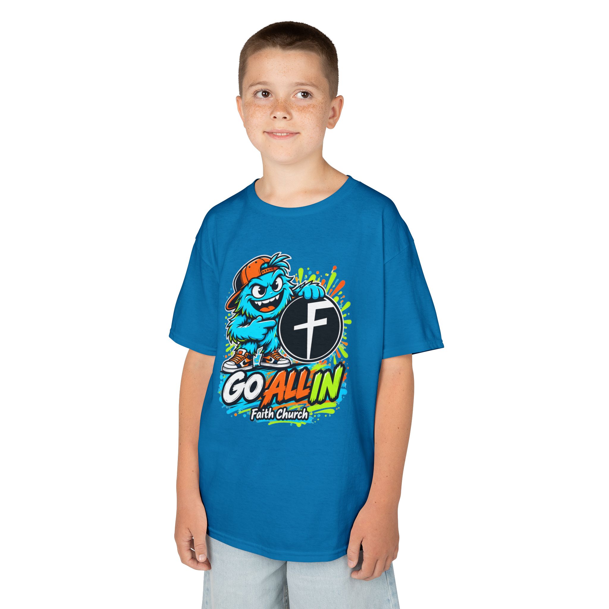 Kids T-Shirt — 'Go All In' Colorful Church Youth Graphic - Image 27