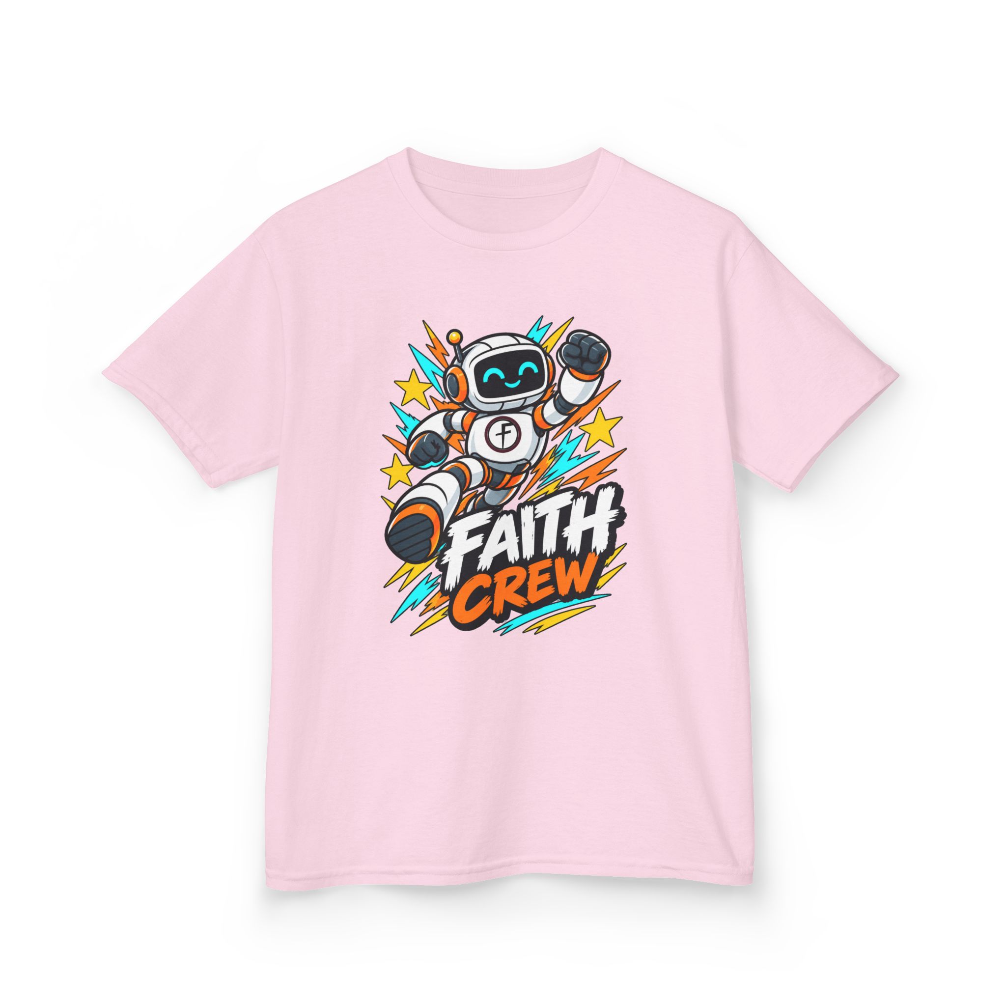 Kids' Faith Crew T-Shirt — Cute Robot Illustration Graphic Tee for Church & Sunday School - Image 52
