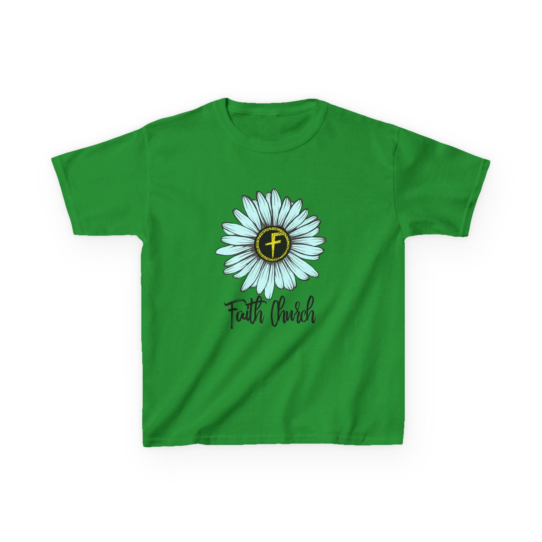 Kids Tee – Blue Daisy “Faith Overfear” Floral Christian Shirt - Image 17