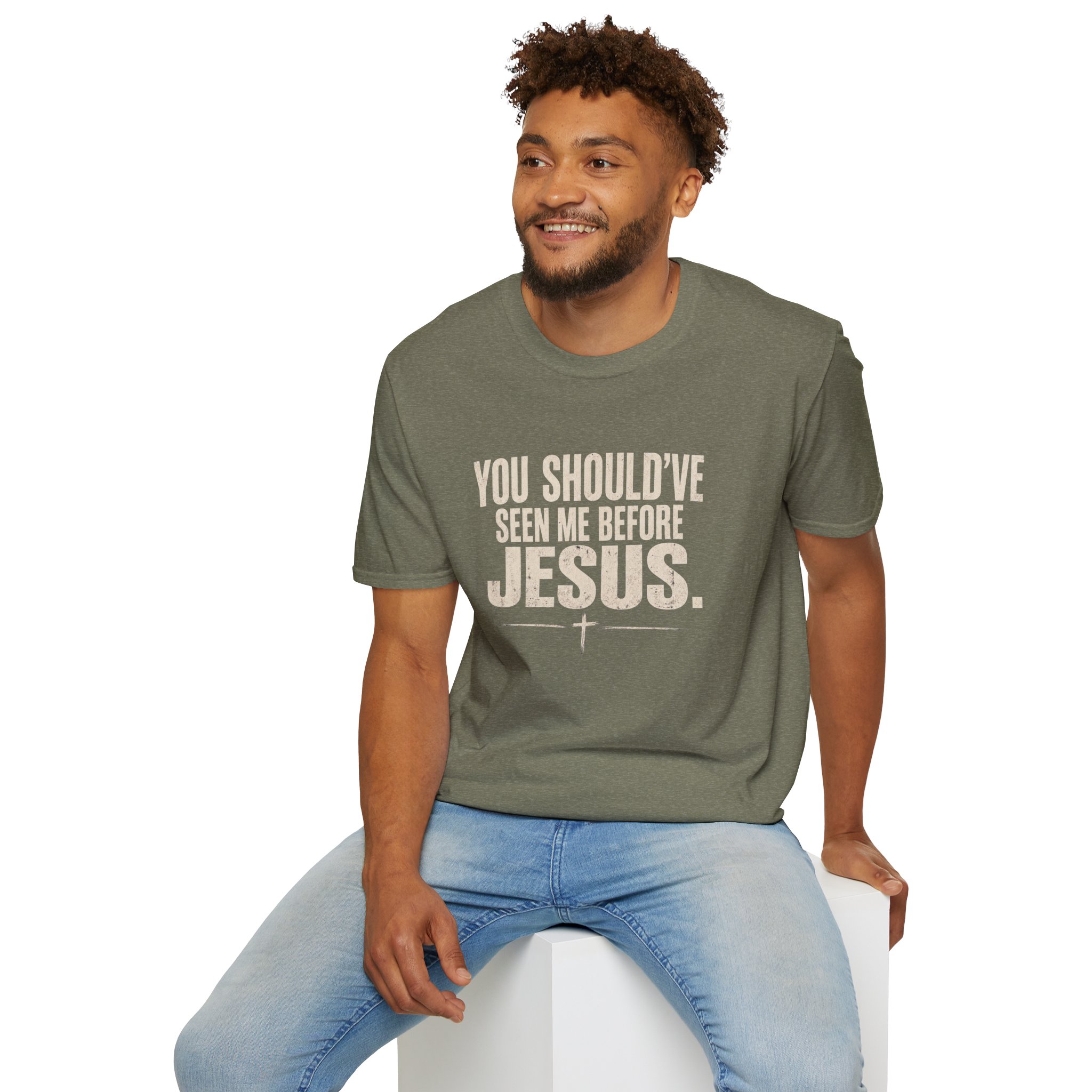 Christian T-Shirt — "You Should've Seen Me Before Jesus" Inspirational Faith Tee - Image 36