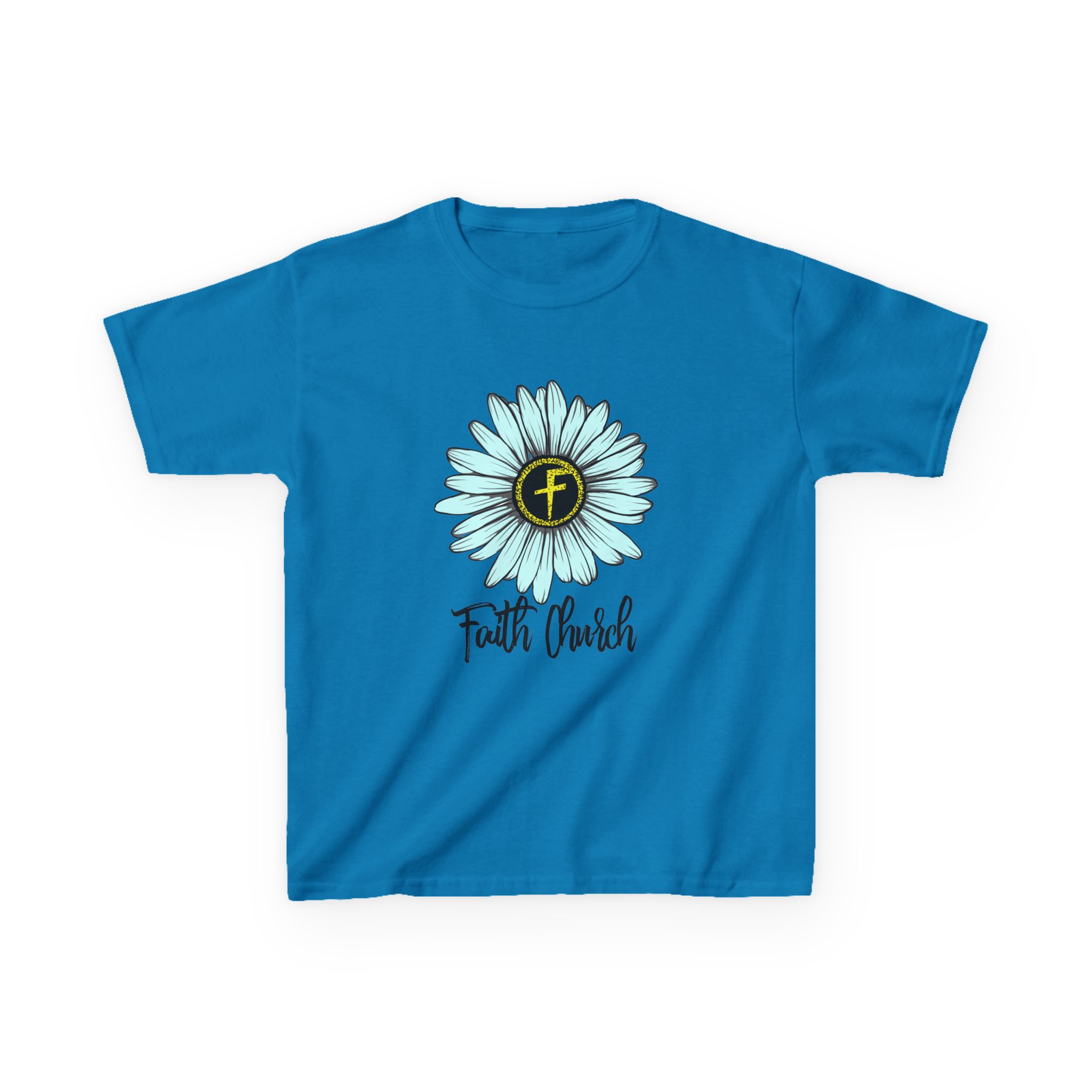 Kids Tee – Blue Daisy “Faith Overfear” Floral Christian Shirt - Image 29