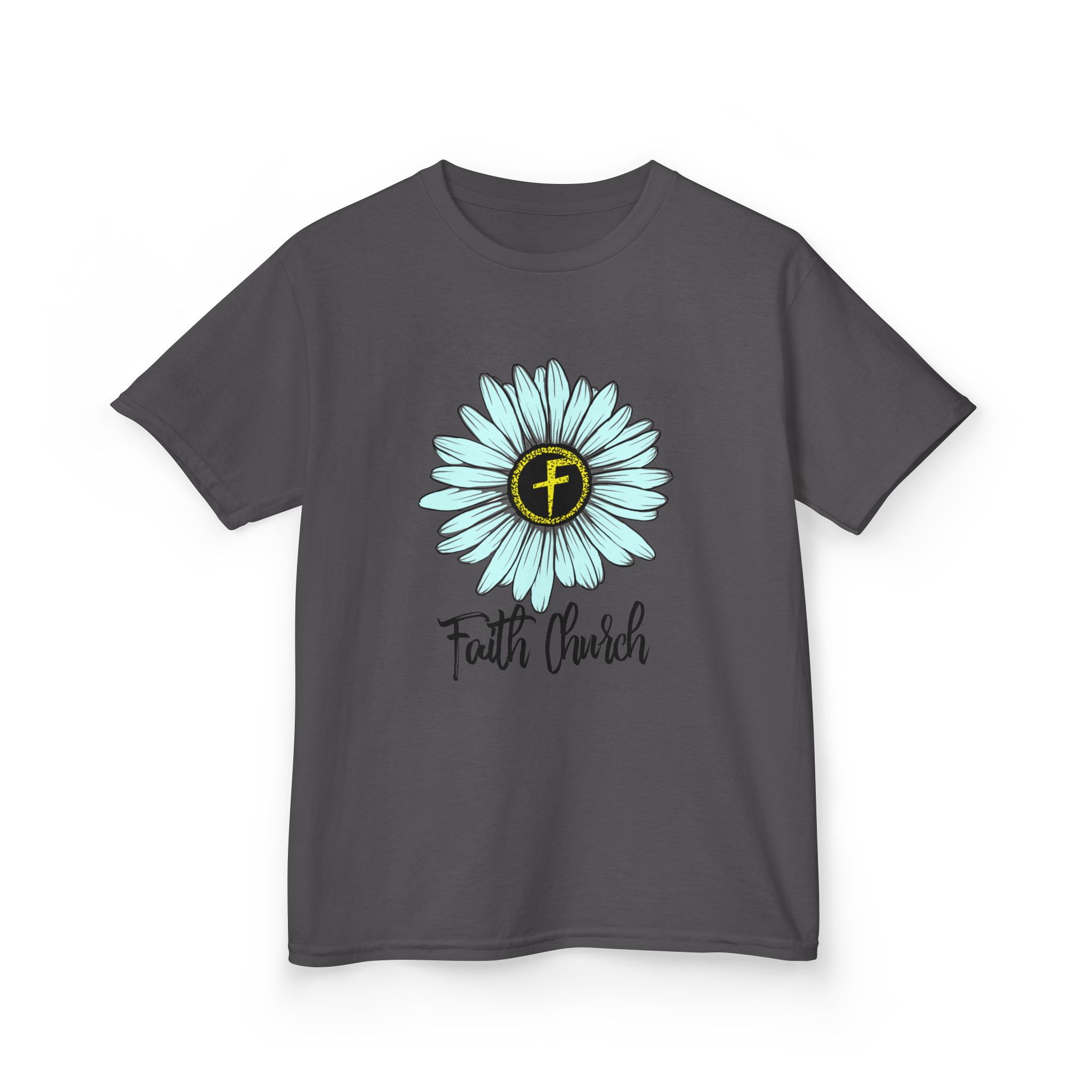 Kids Tee – Blue Daisy “Faith Overfear” Floral Christian Shirt - Image 34