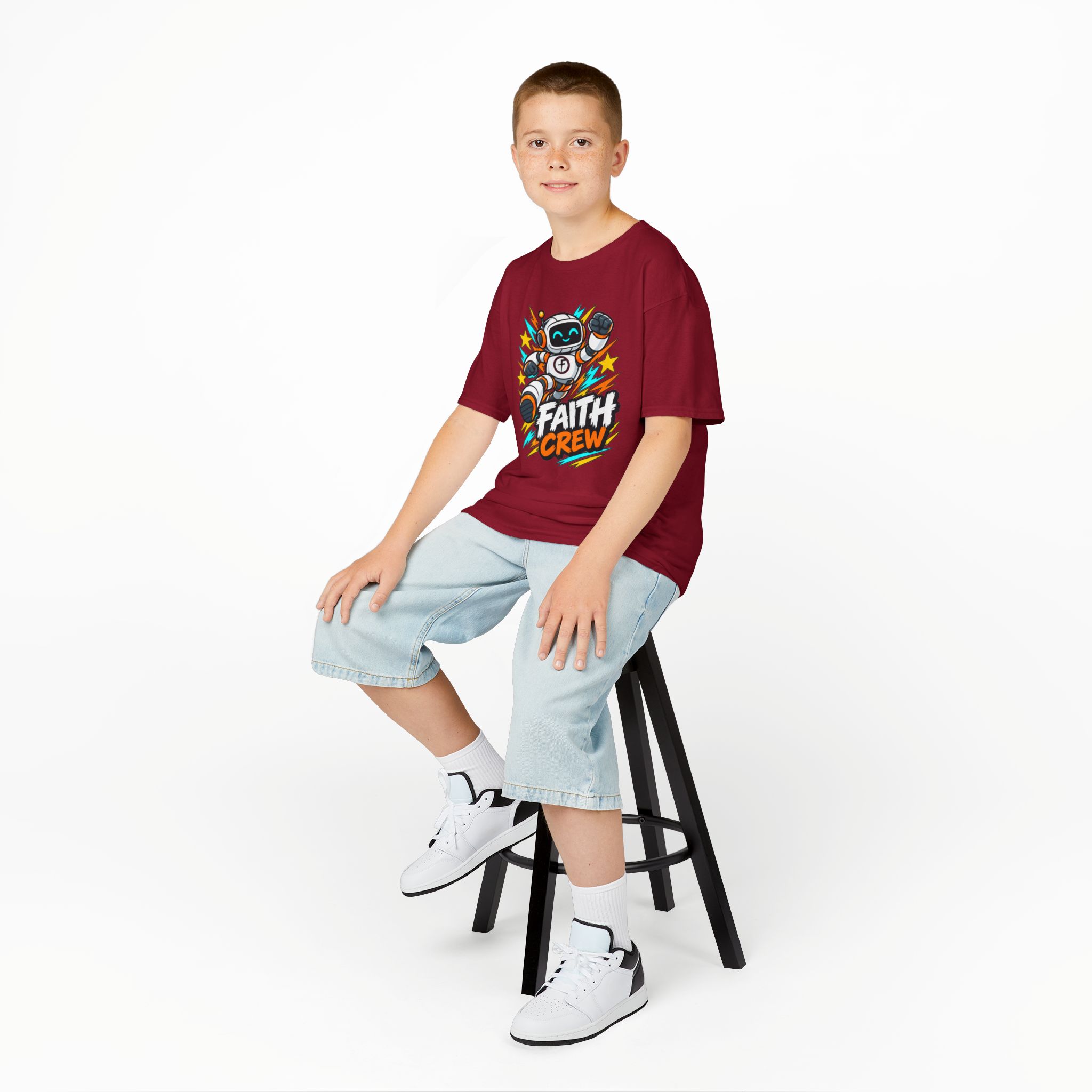 Kids' Faith Crew T-Shirt — Cute Robot Illustration Graphic Tee for Church & Sunday School - Image 61