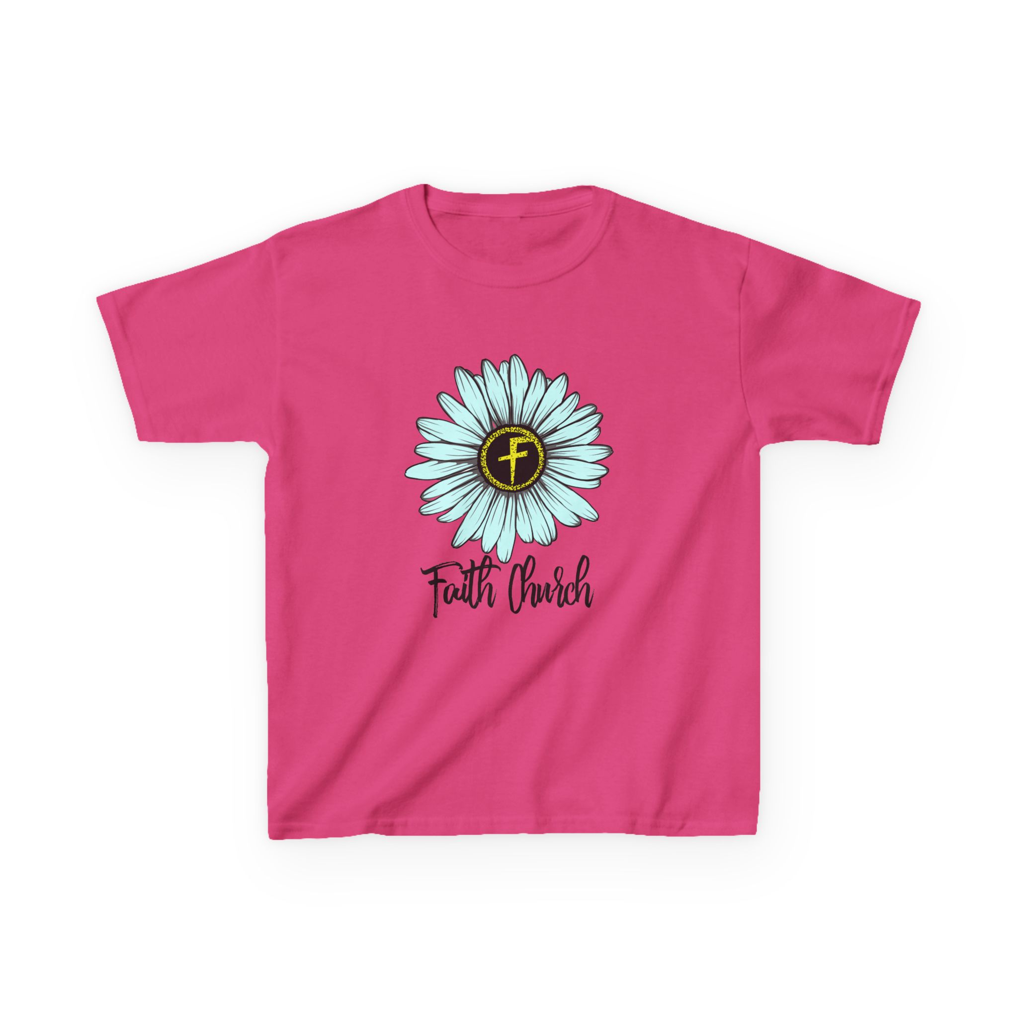 Kids Tee – Blue Daisy “Faith Overfear” Floral Christian Shirt - Image 49