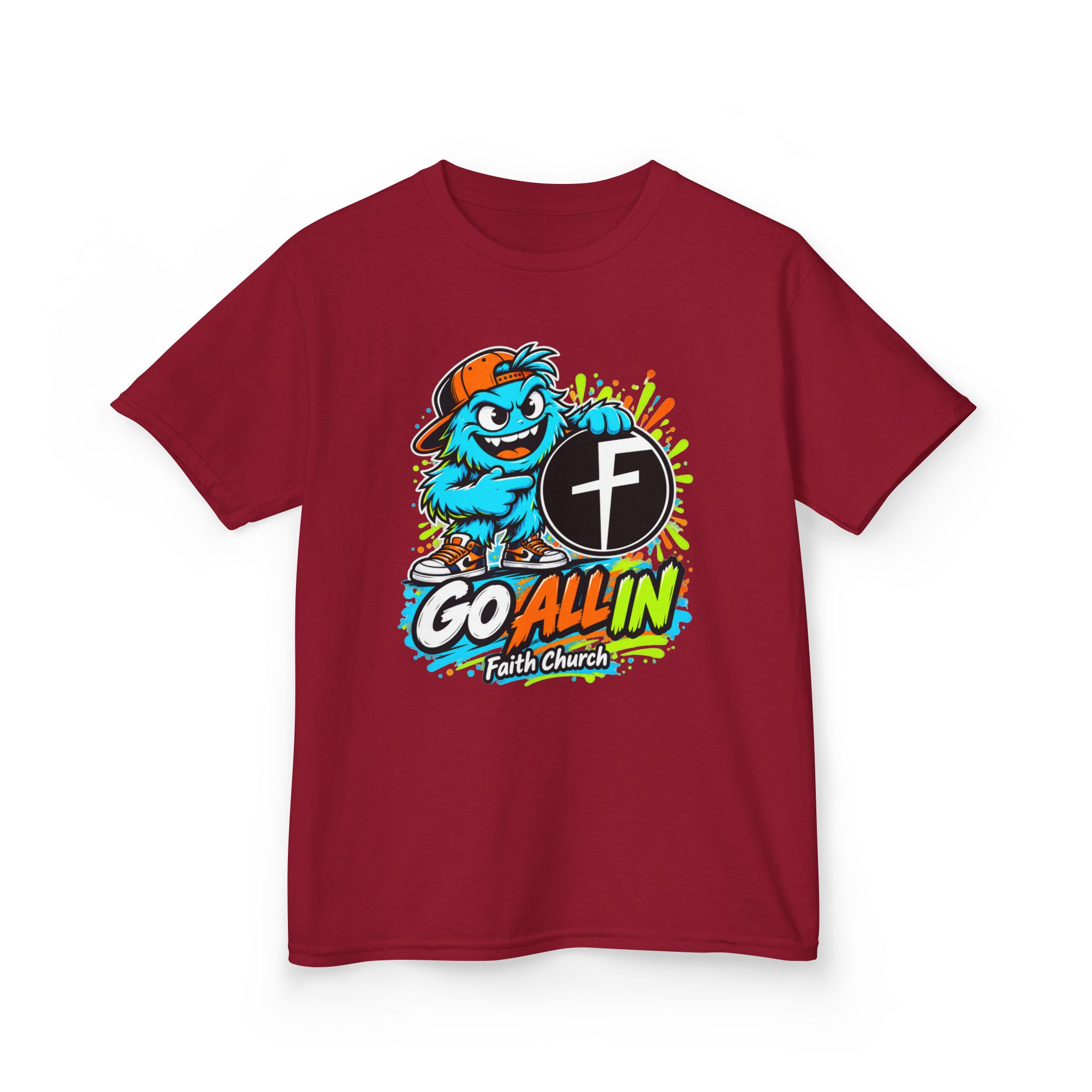 Kids T-Shirt — 'Go All In' Colorful Church Youth Graphic - Image 38