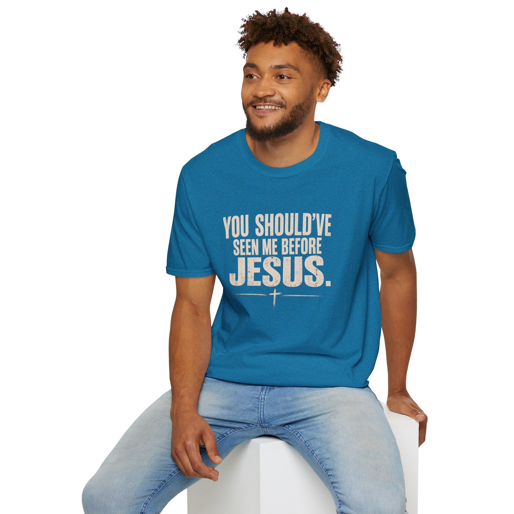 Christian T-Shirt — "You Should've Seen Me Before Jesus" Inspirational Faith Tee - Image 42