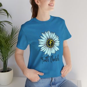 Faith Church Daisy T-Shirt – Floral Logo Tee with Script