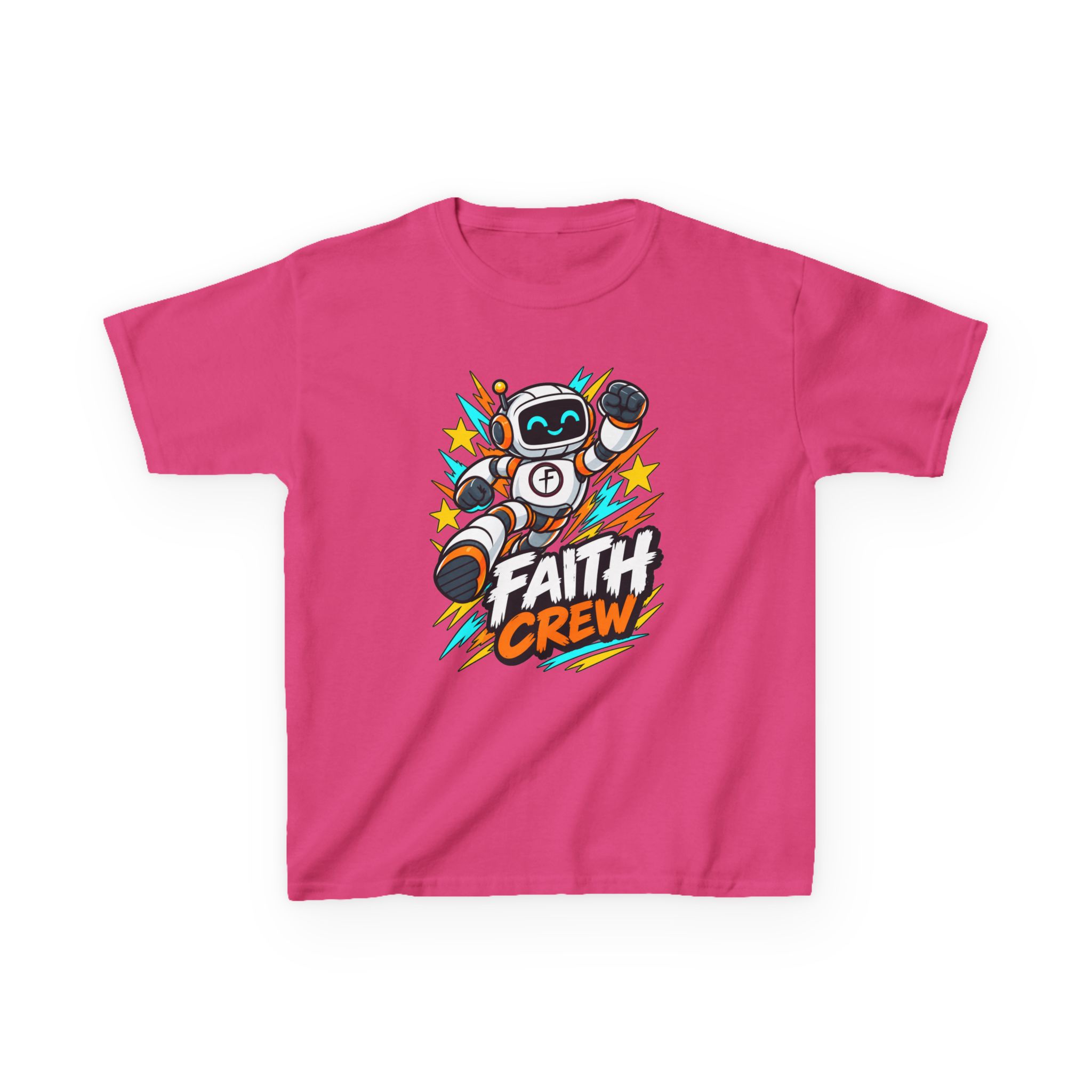 Kids' Faith Crew T-Shirt — Cute Robot Illustration Graphic Tee for Church & Sunday School - Image 55