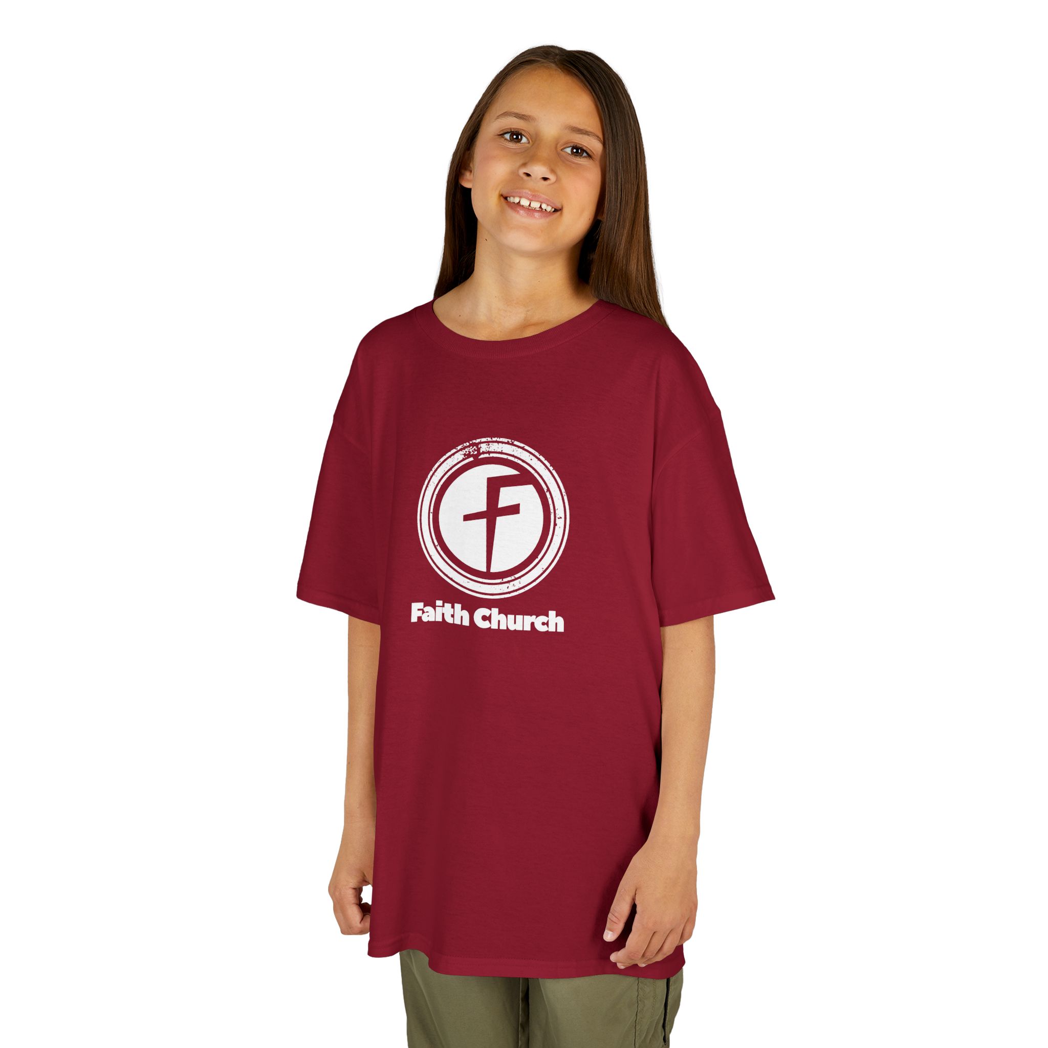 Kids T-Shirt — Faith Church Logo Youth Tee - Image 59