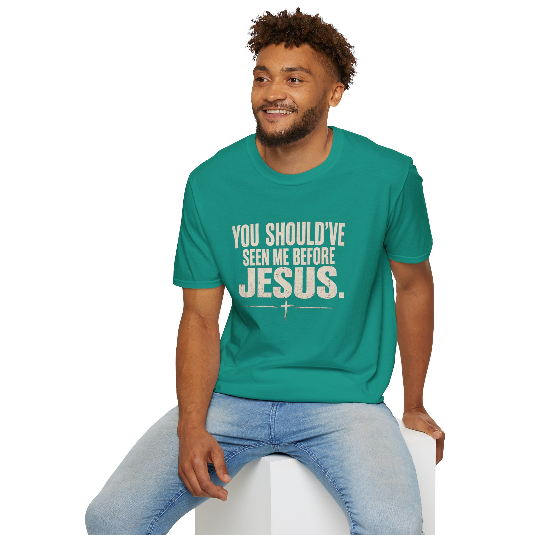 Christian T-Shirt — "You Should've Seen Me Before Jesus" Inspirational Faith Tee - Image 12