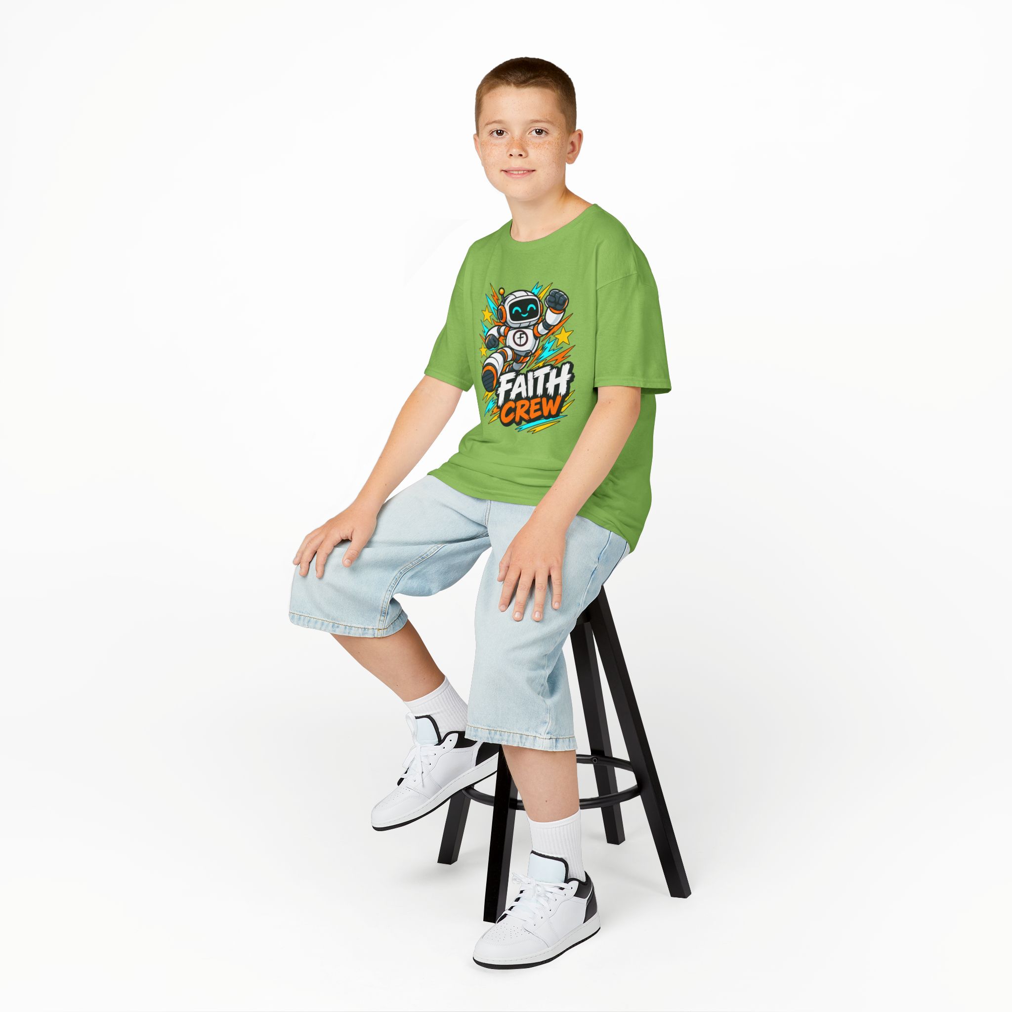 Kids' Faith Crew T-Shirt — Cute Robot Illustration Graphic Tee for Church & Sunday School - Image 23