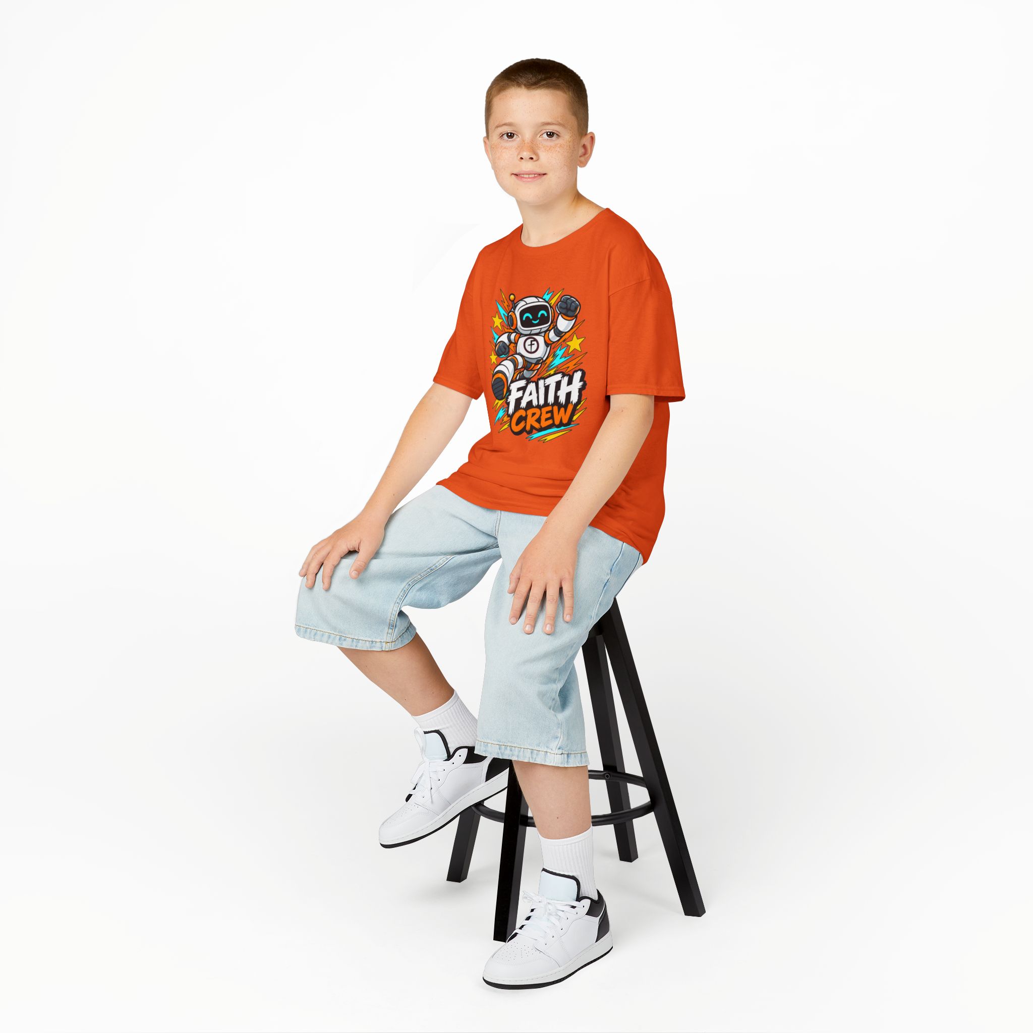 Kids' Faith Crew T-Shirt — Cute Robot Illustration Graphic Tee for Church & Sunday School - Image 18