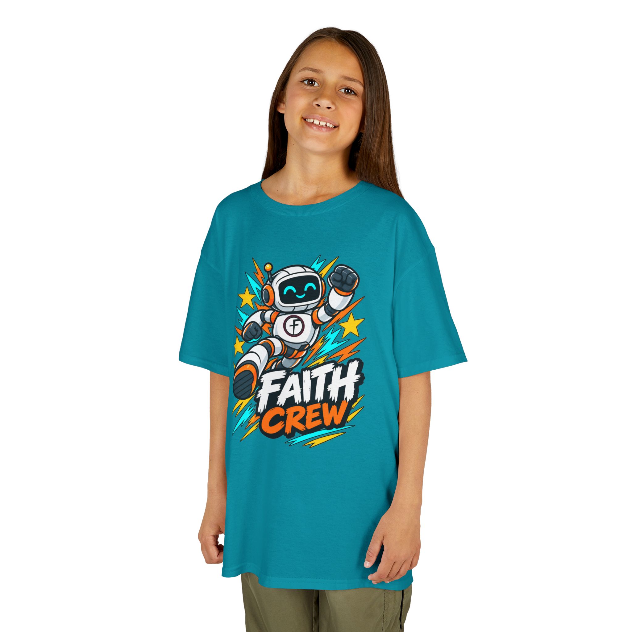 Kids' Faith Crew T-Shirt — Cute Robot Illustration Graphic Tee for Church & Sunday School - Image 29