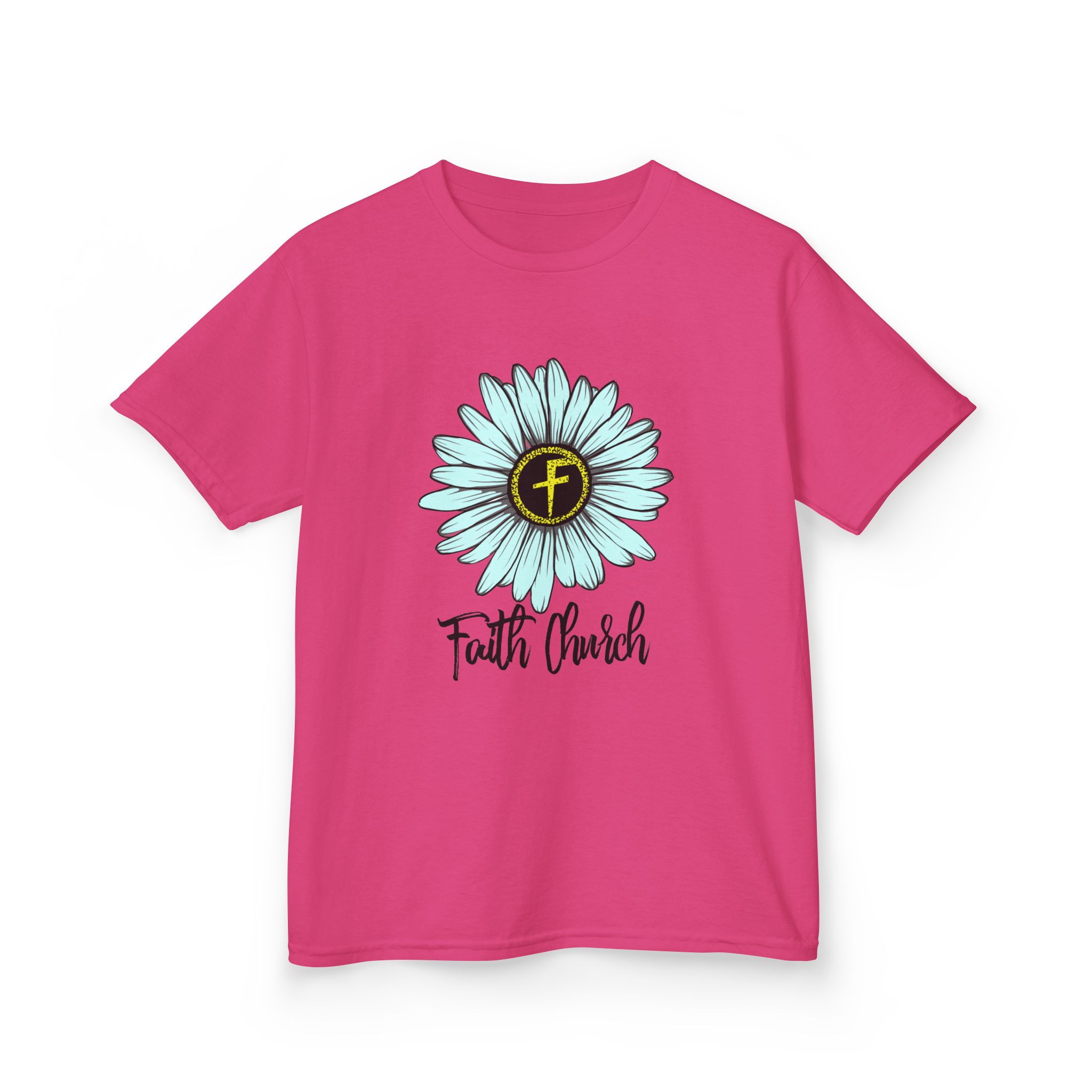 Kids Tee – Blue Daisy “Faith Overfear” Floral Christian Shirt - Image 50