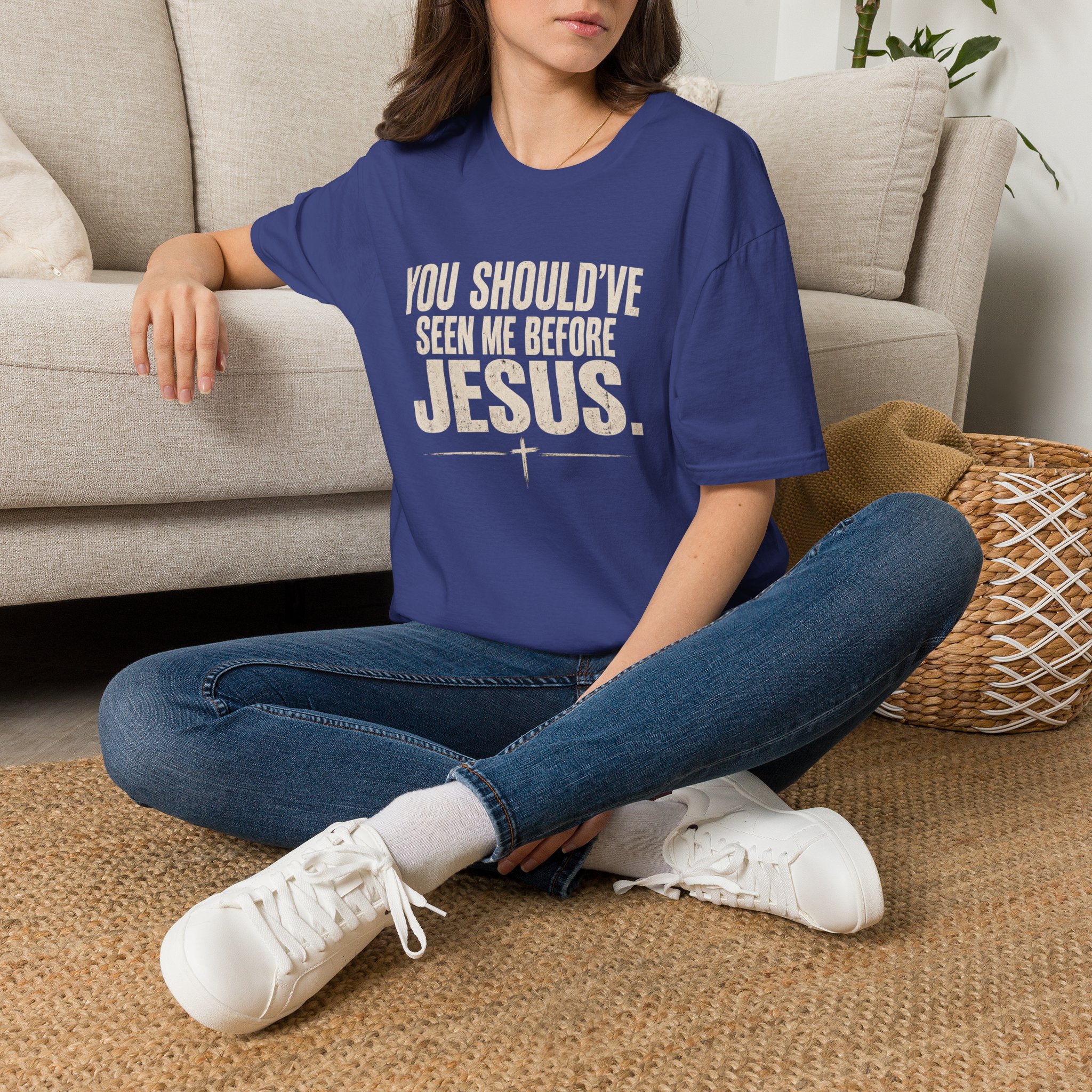 Christian T-Shirt — "You Should've Seen Me Before Jesus" Inspirational Faith Tee - Image 53
