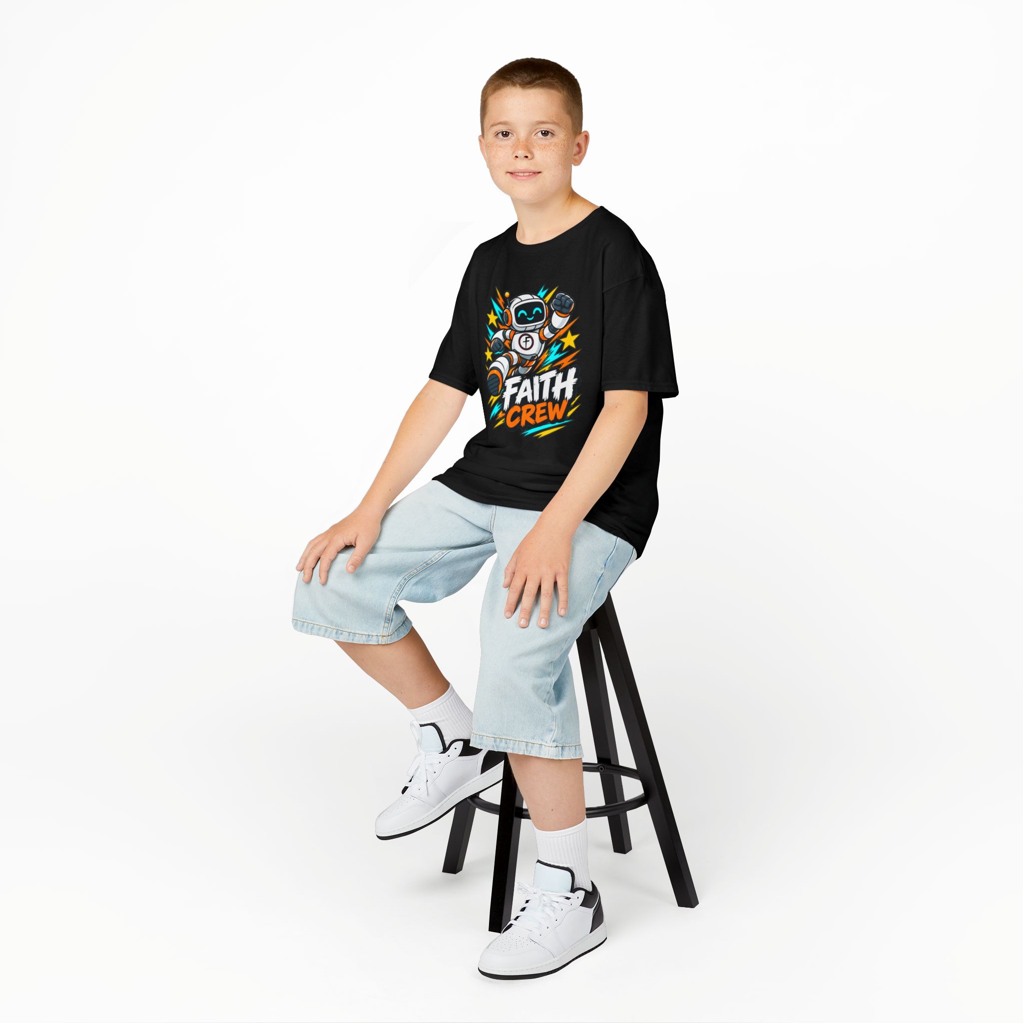 Kids' Faith Crew T-Shirt — Cute Robot Illustration Graphic Tee for Church & Sunday School - Image 8