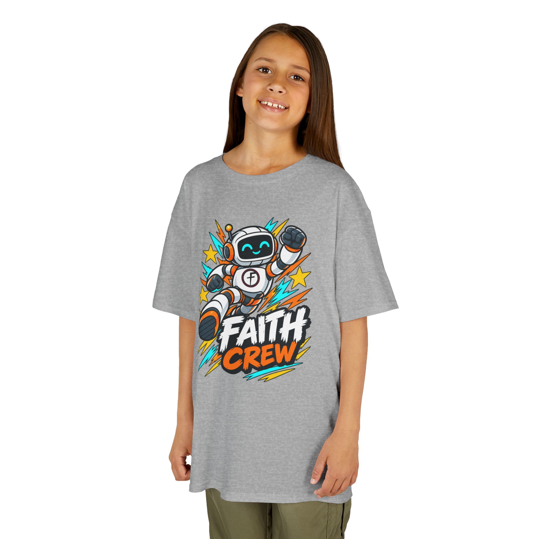 Kids' Faith Crew T-Shirt — Cute Robot Illustration Graphic Tee for Church & Sunday School - Image 14