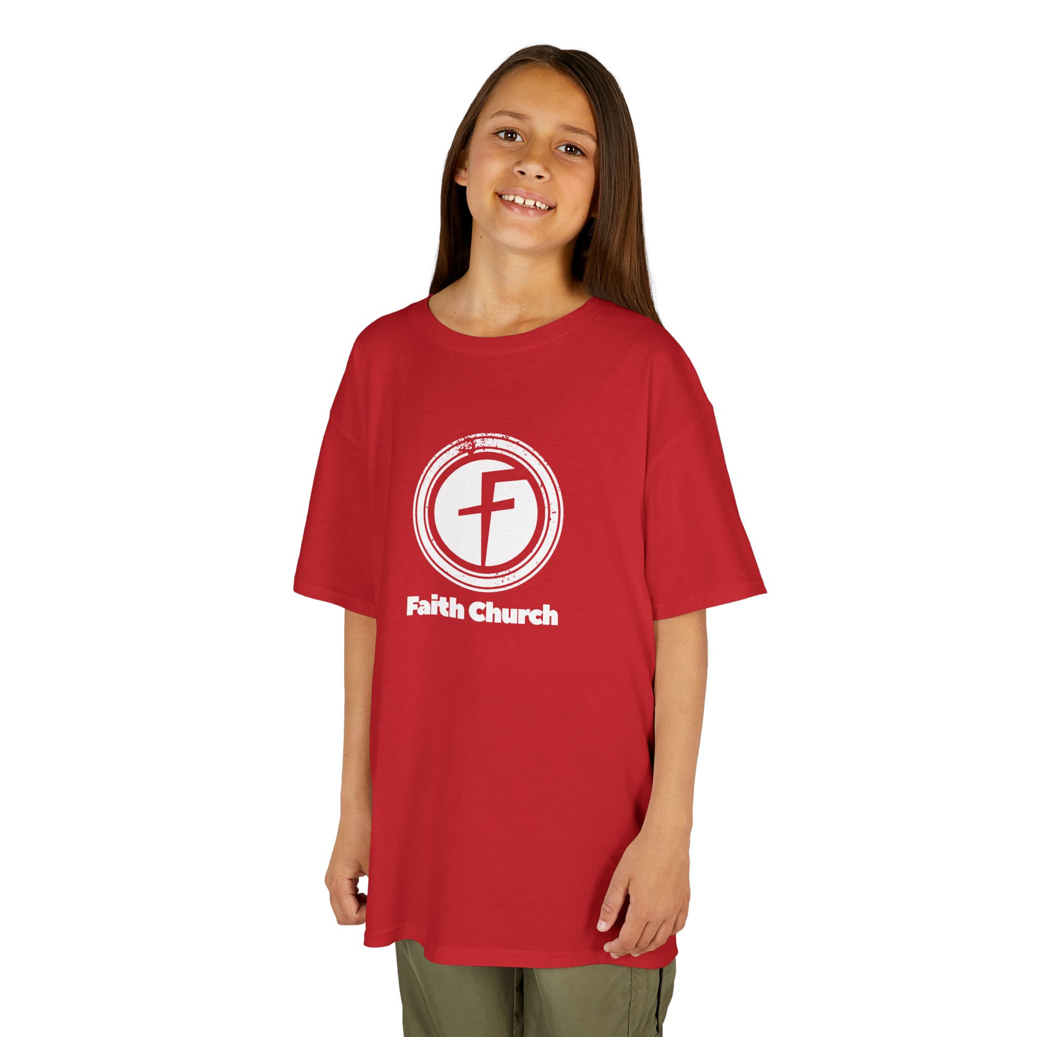 Kids T-Shirt — Faith Church Logo Youth Tee - Image 54