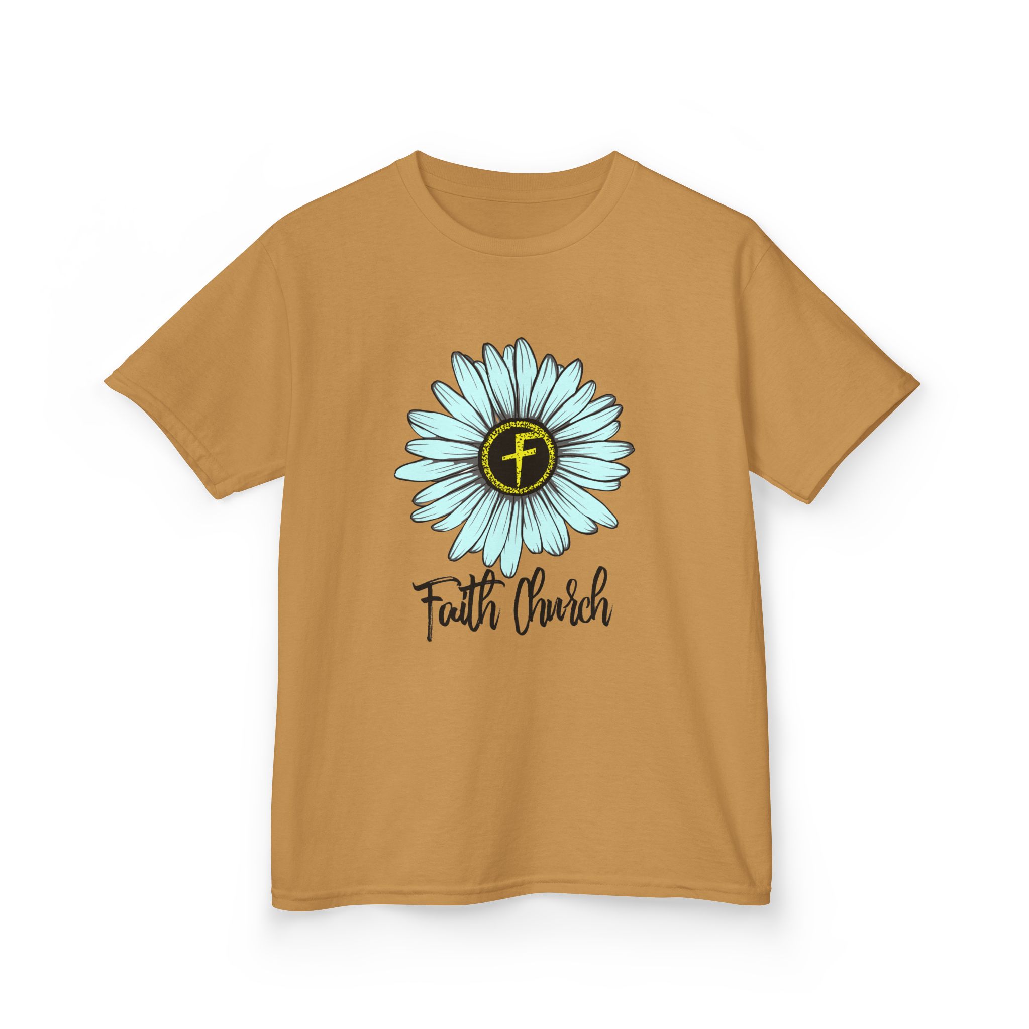 Kids Tee – Blue Daisy “Faith Overfear” Floral Christian Shirt - Image 10