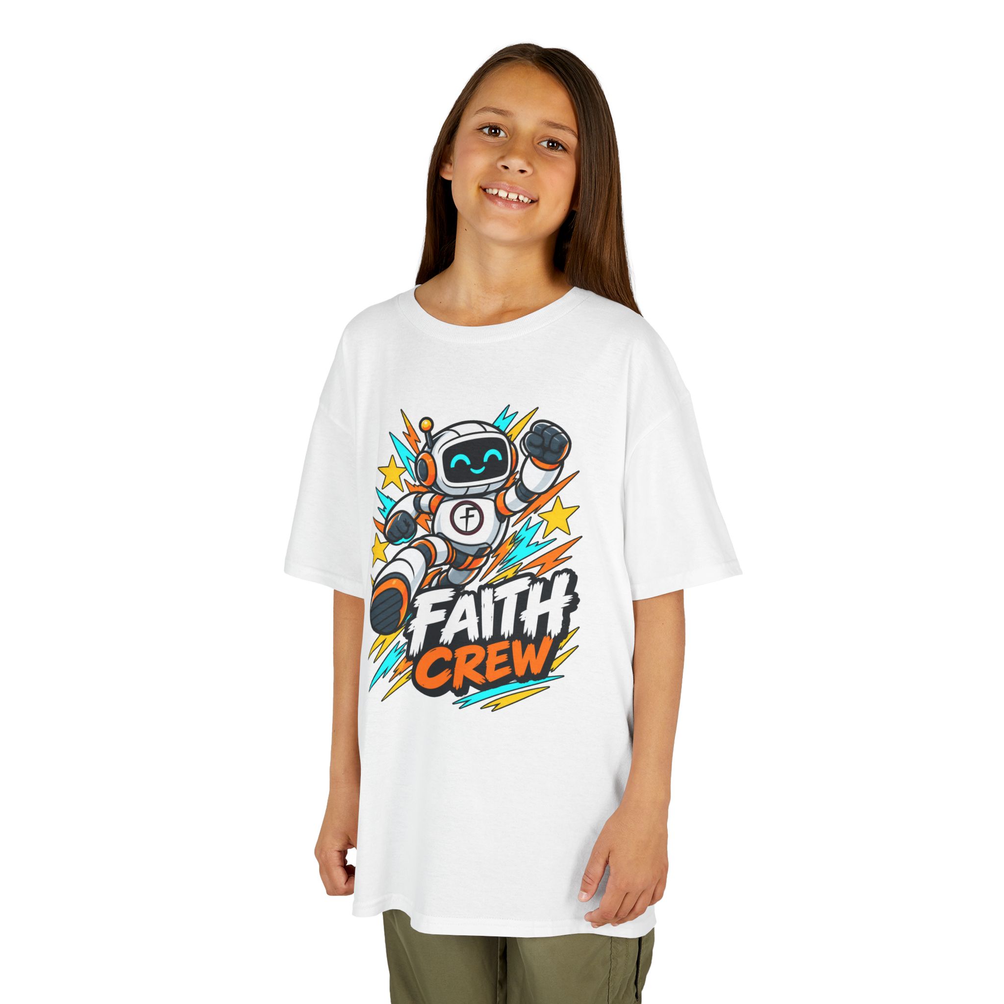 Kids' Faith Crew T-Shirt — Cute Robot Illustration Graphic Tee for Church & Sunday School - Image 4