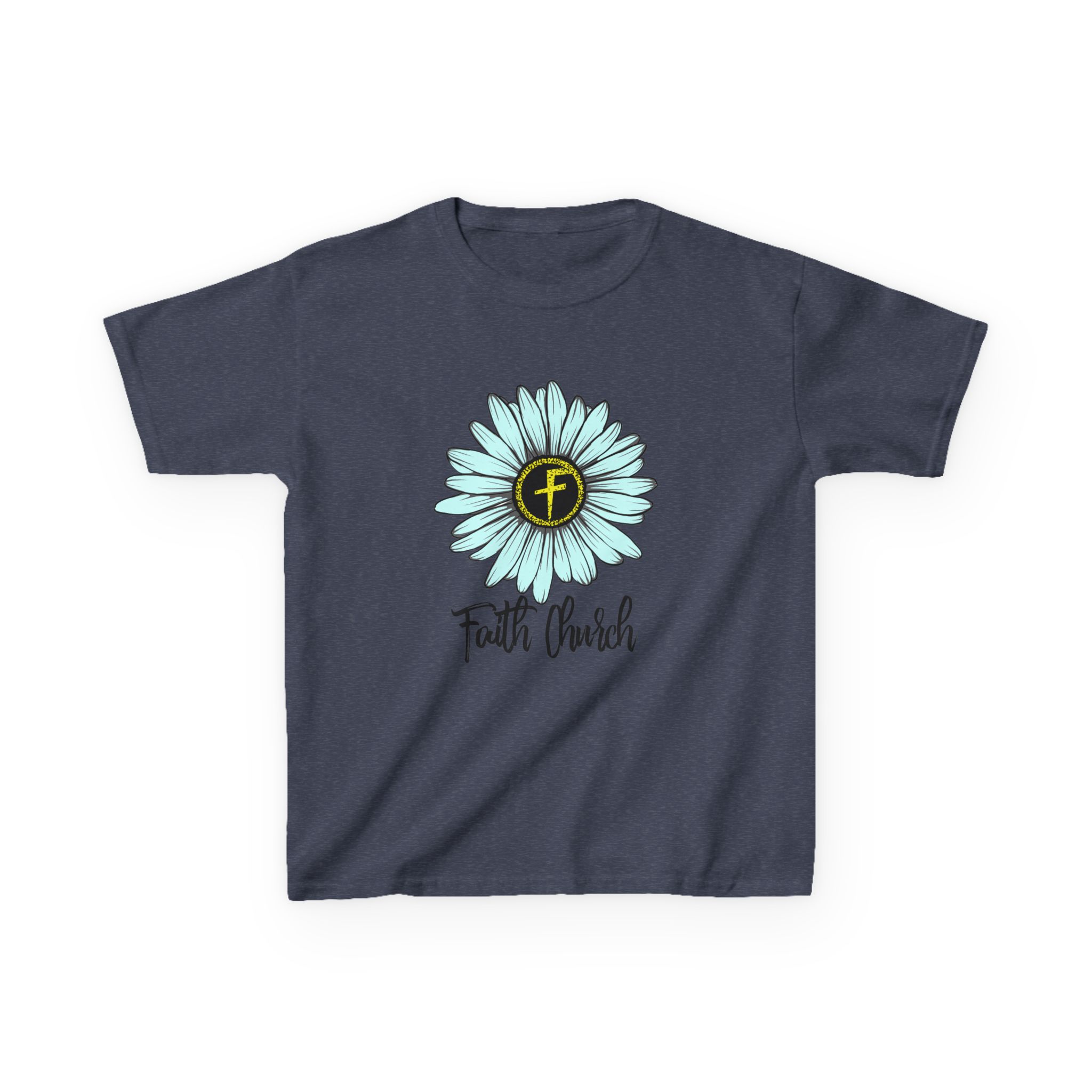 Kids Tee – Blue Daisy “Faith Overfear” Floral Christian Shirt - Image 41