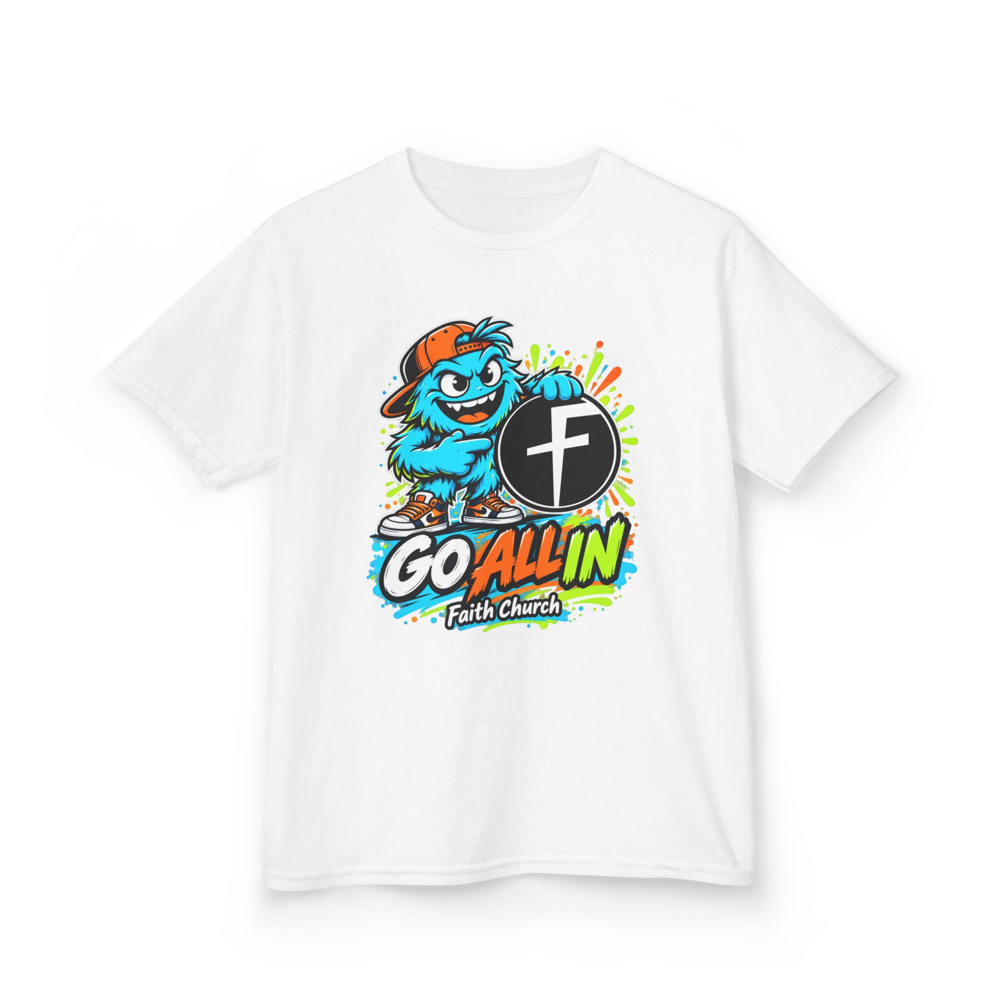 Kids T-Shirt — 'Go All In' Colorful Church Youth Graphic - Image 2