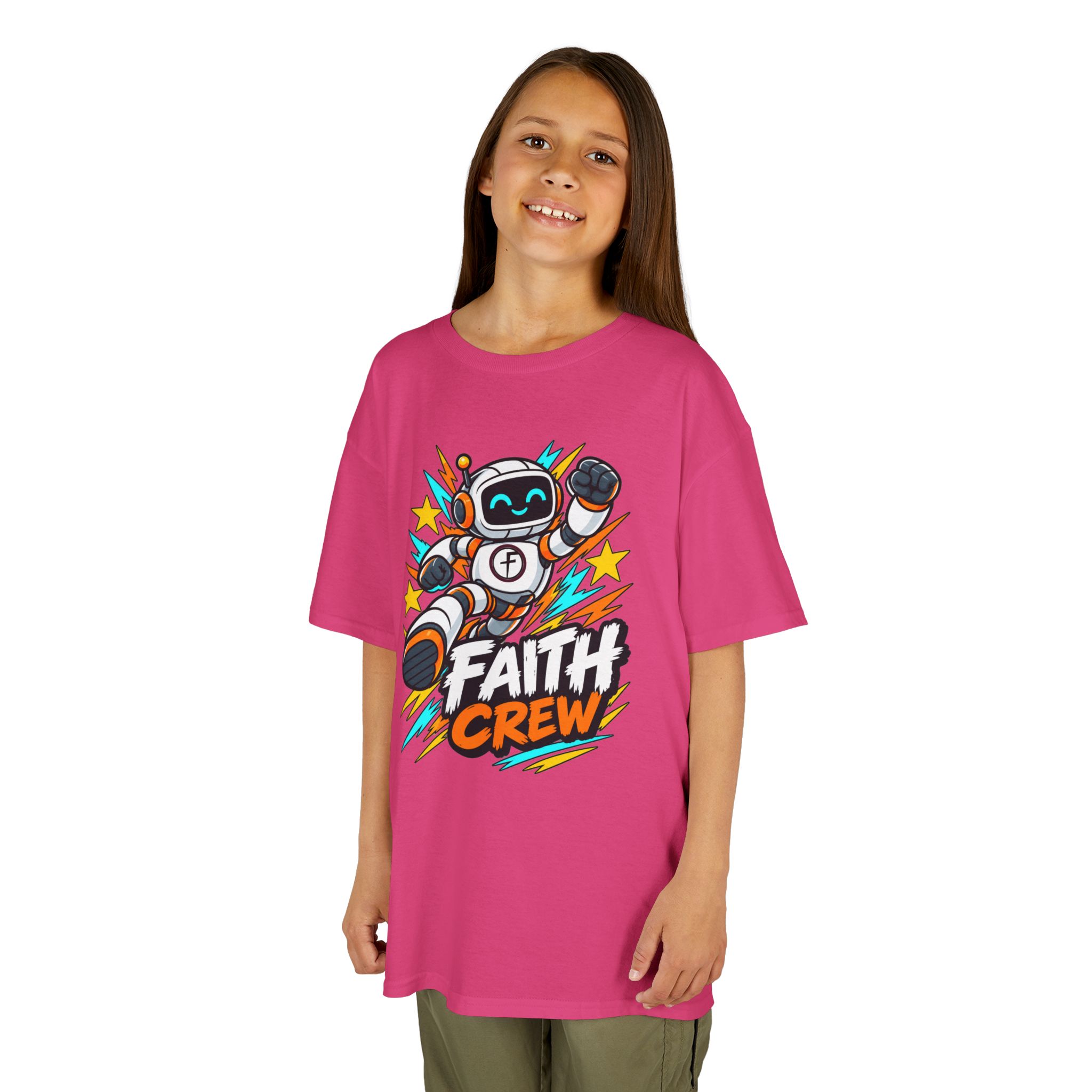 Kids' Faith Crew T-Shirt — Cute Robot Illustration Graphic Tee for Church & Sunday School - Image 57