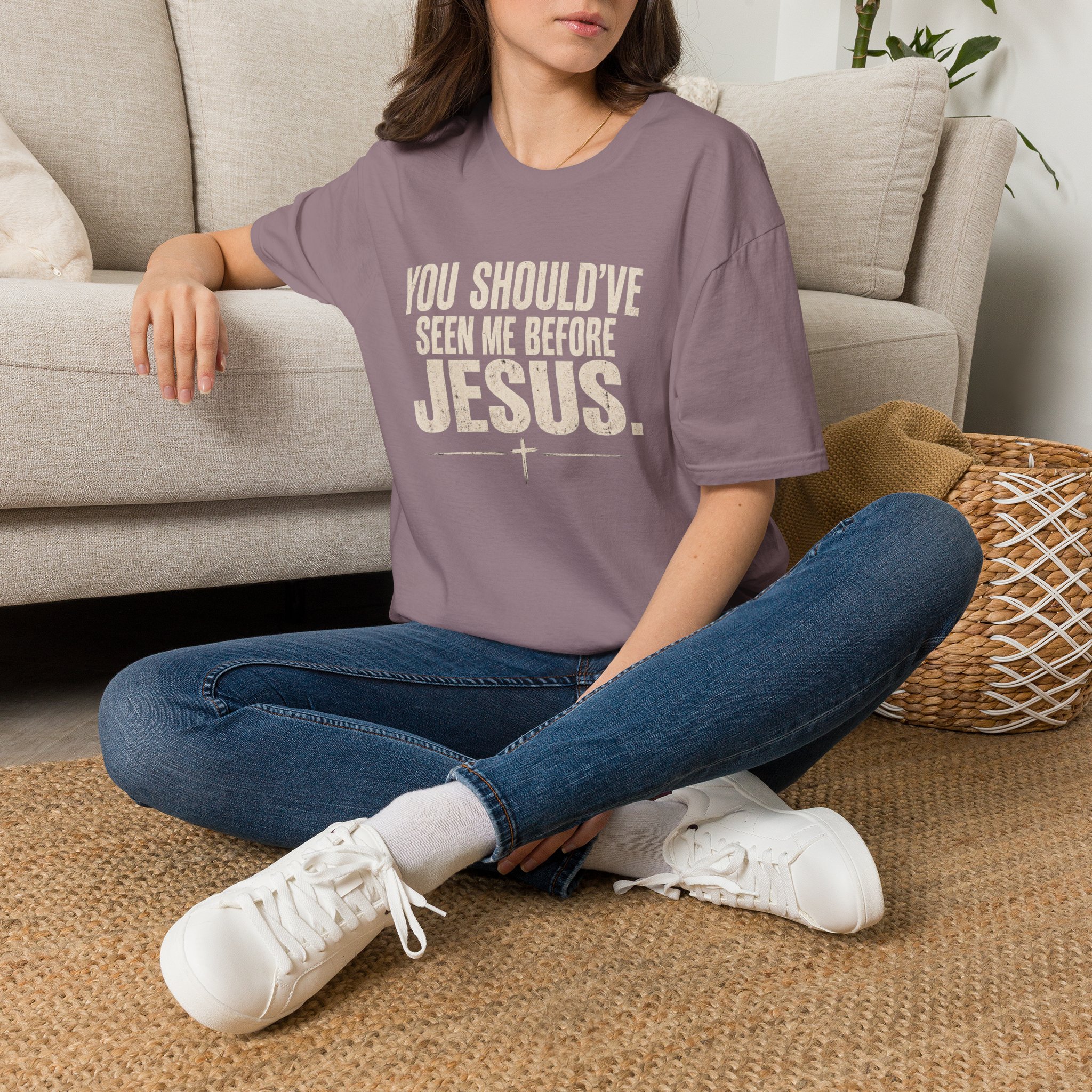 Christian T-Shirt — "You Should've Seen Me Before Jesus" Inspirational Faith Tee - Image 5