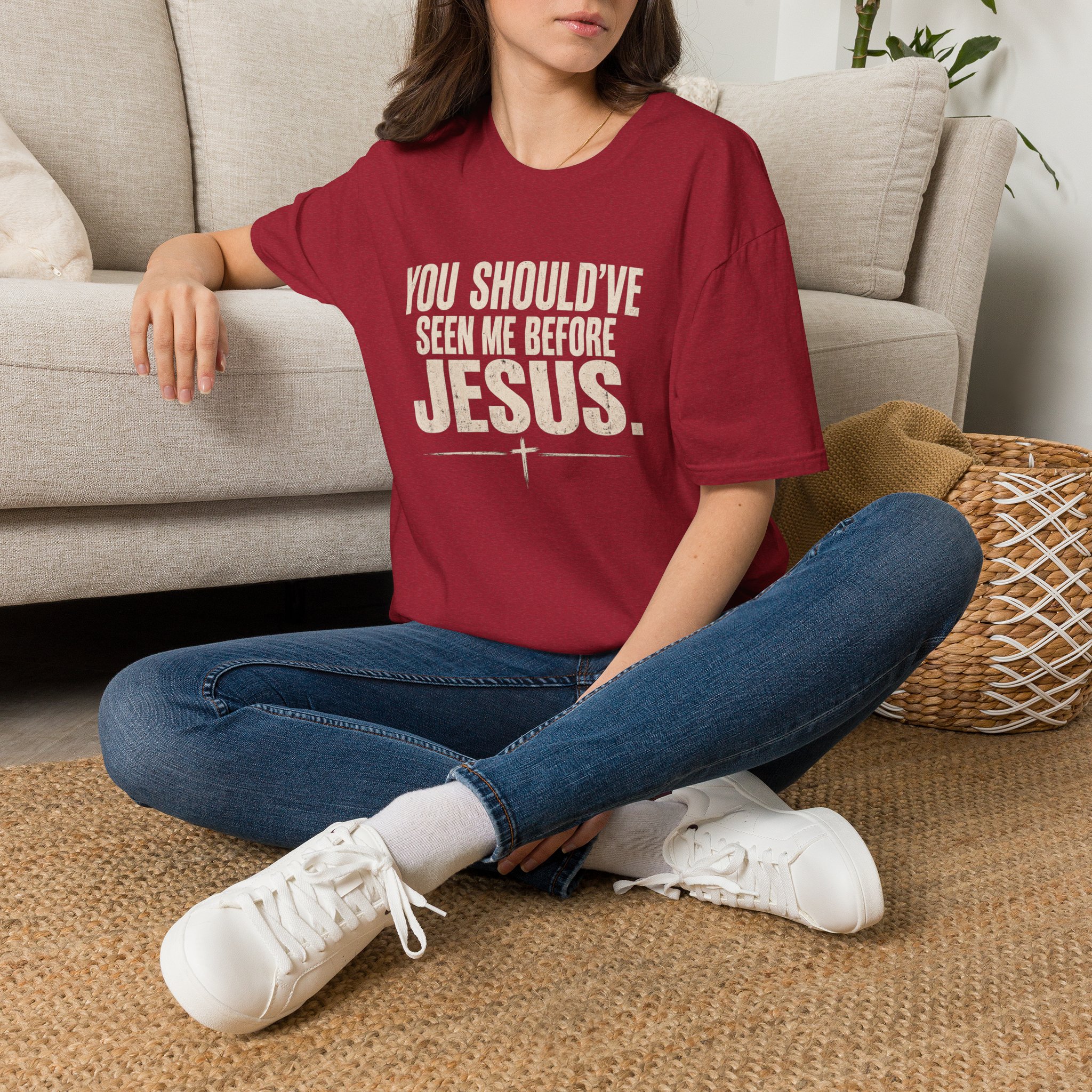 Christian T-Shirt — "You Should've Seen Me Before Jesus" Inspirational Faith Tee - Image 77