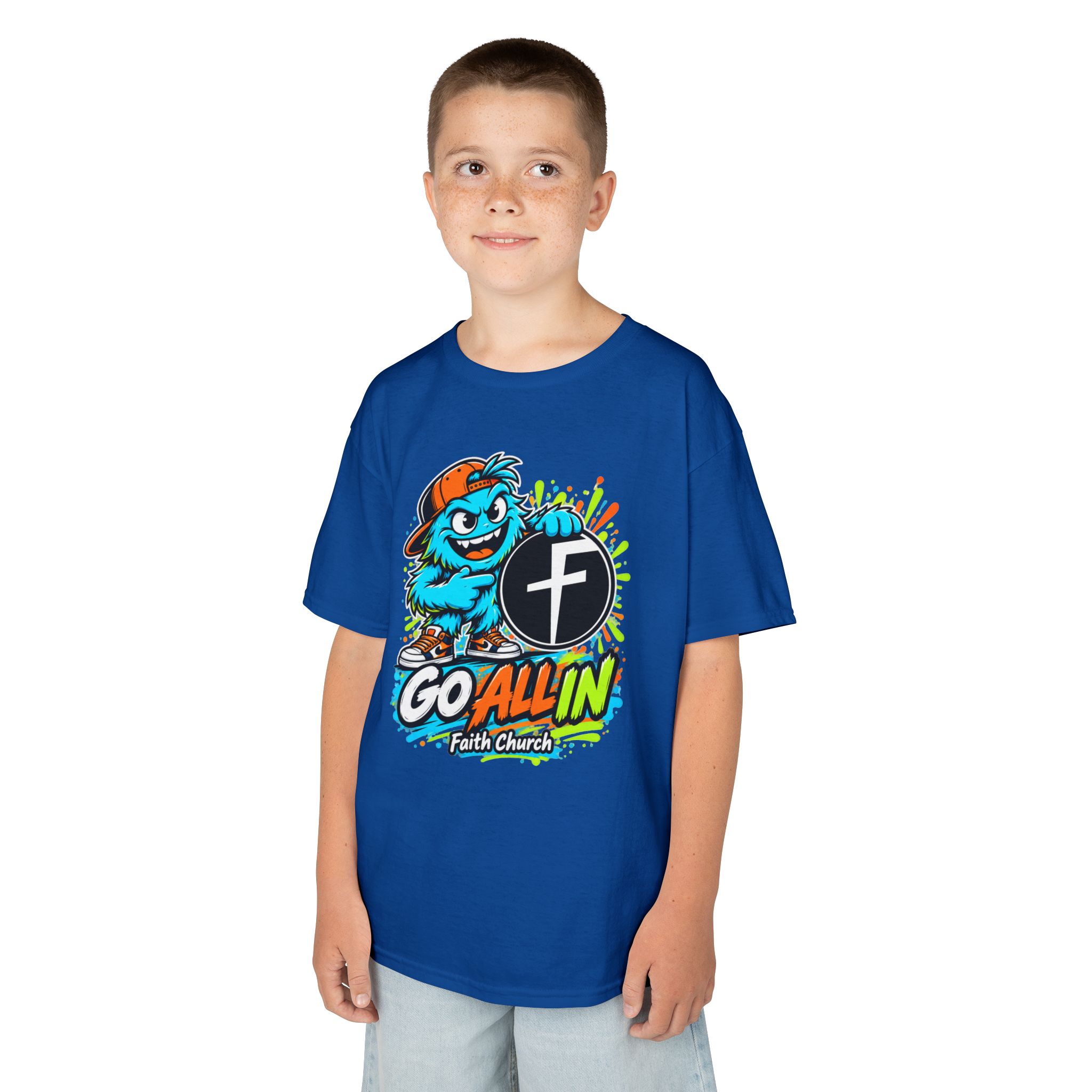 Kids T-Shirt — 'Go All In' Colorful Church Youth Graphic - Image 31