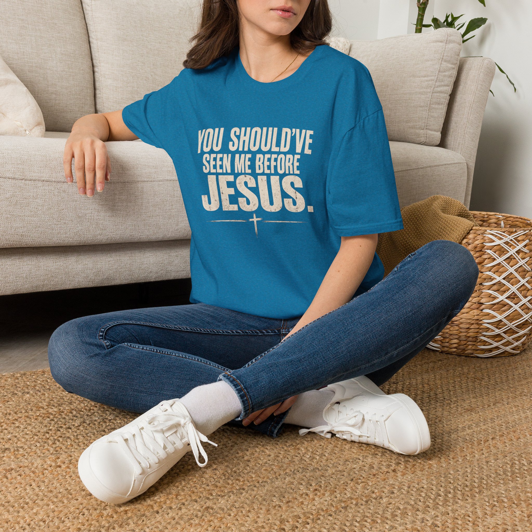 Christian T-Shirt — "You Should've Seen Me Before Jesus" Inspirational Faith Tee - Image 41