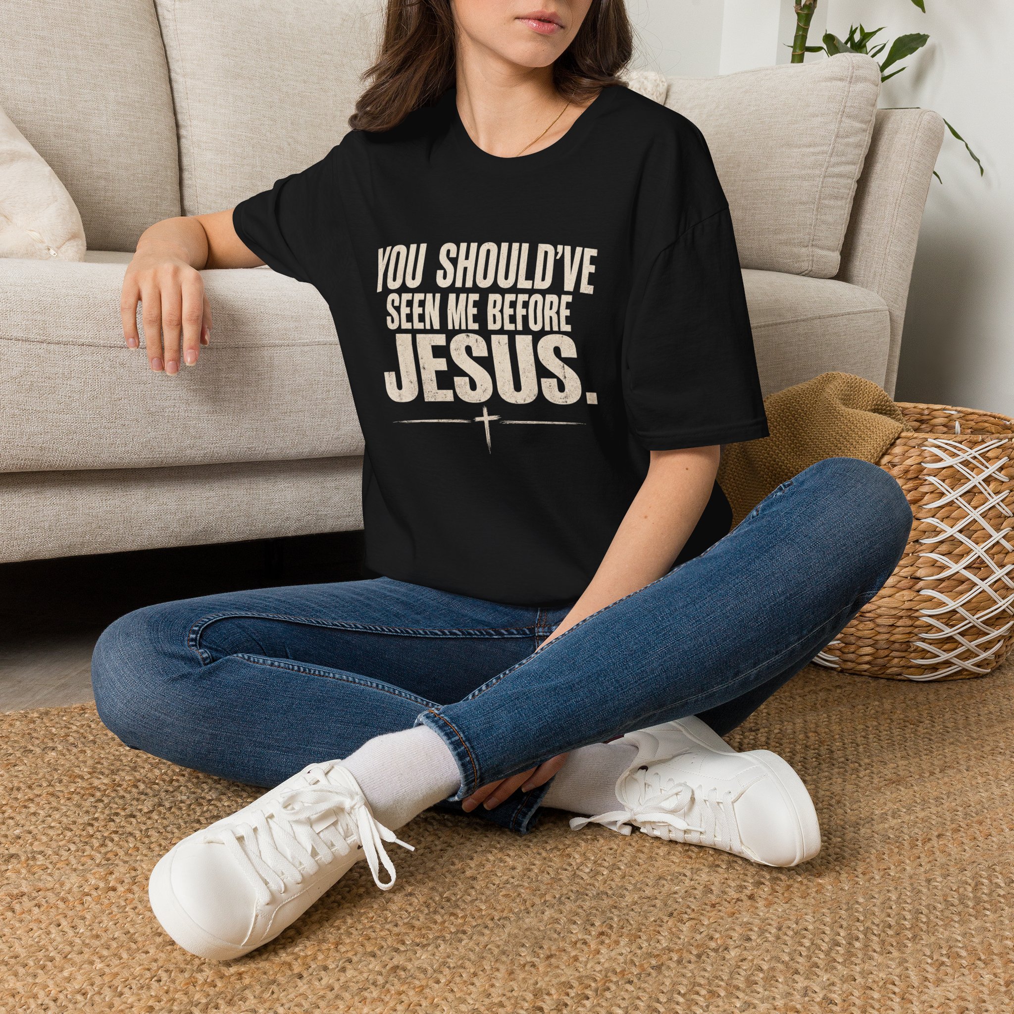 Christian T-Shirt — "You Should've Seen Me Before Jesus" Inspirational Faith Tee - Image 17