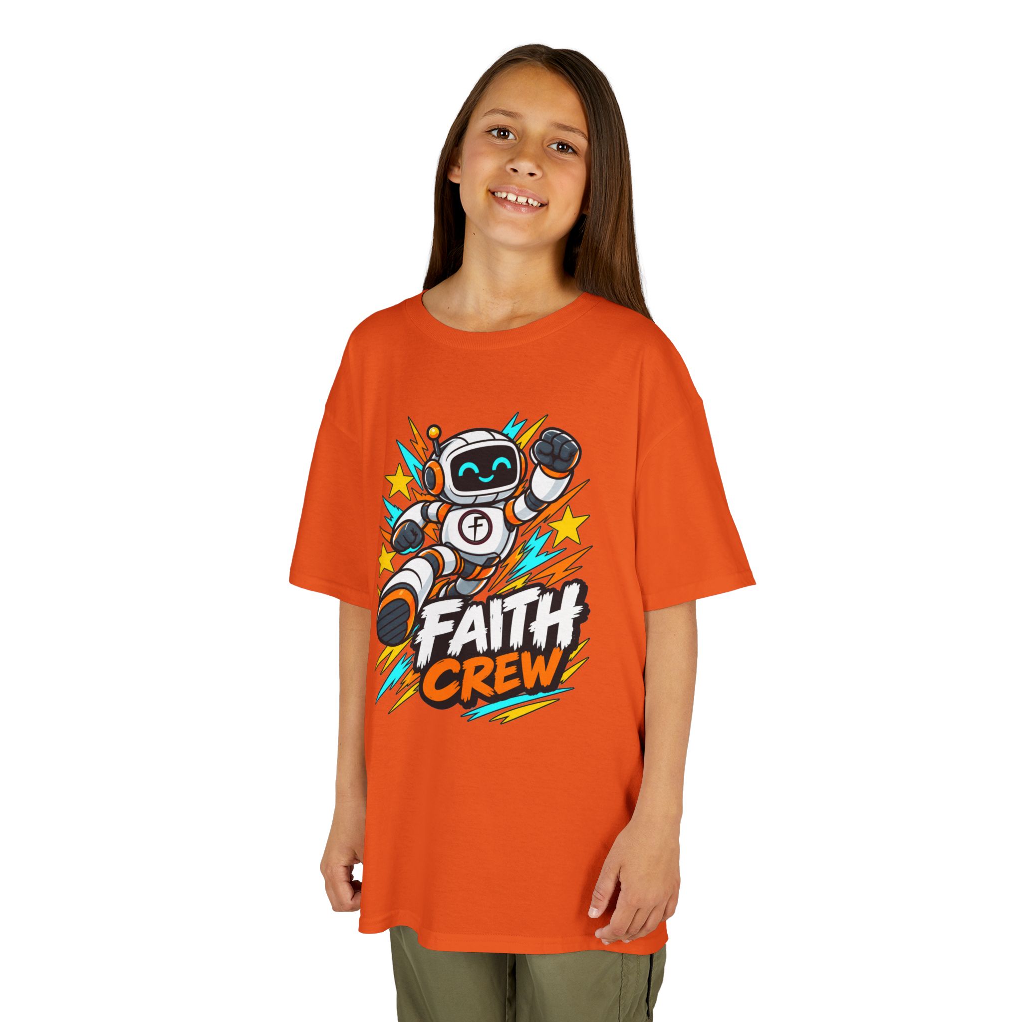 Kids' Faith Crew T-Shirt — Cute Robot Illustration Graphic Tee for Church & Sunday School - Image 19