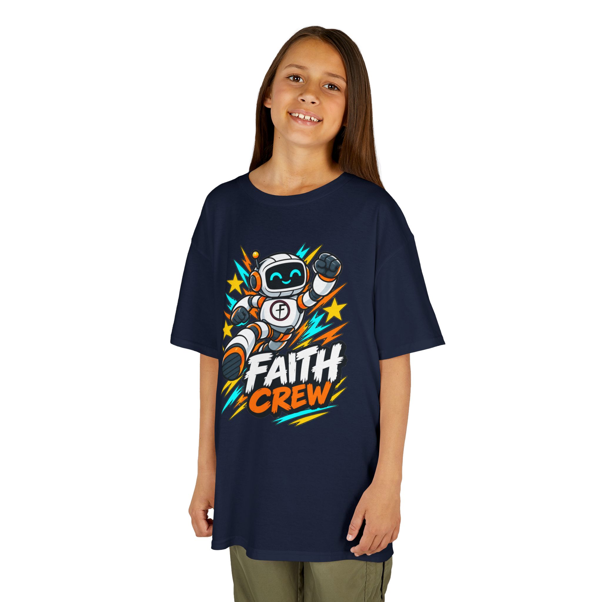 Kids' Faith Crew T-Shirt — Cute Robot Illustration Graphic Tee for Church & Sunday School - Image 44