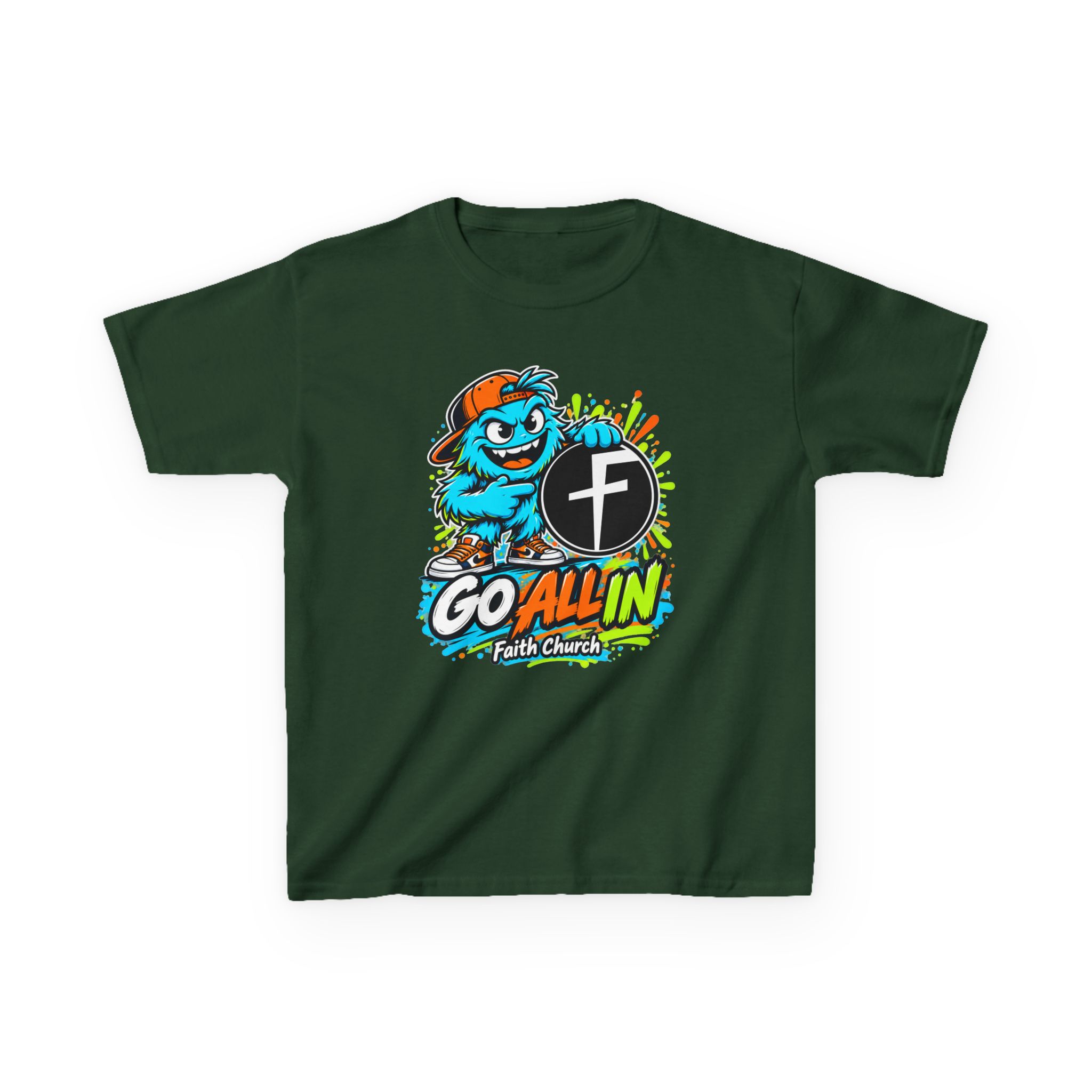 Kids T-Shirt — 'Go All In' Colorful Church Youth Graphic - Image 17
