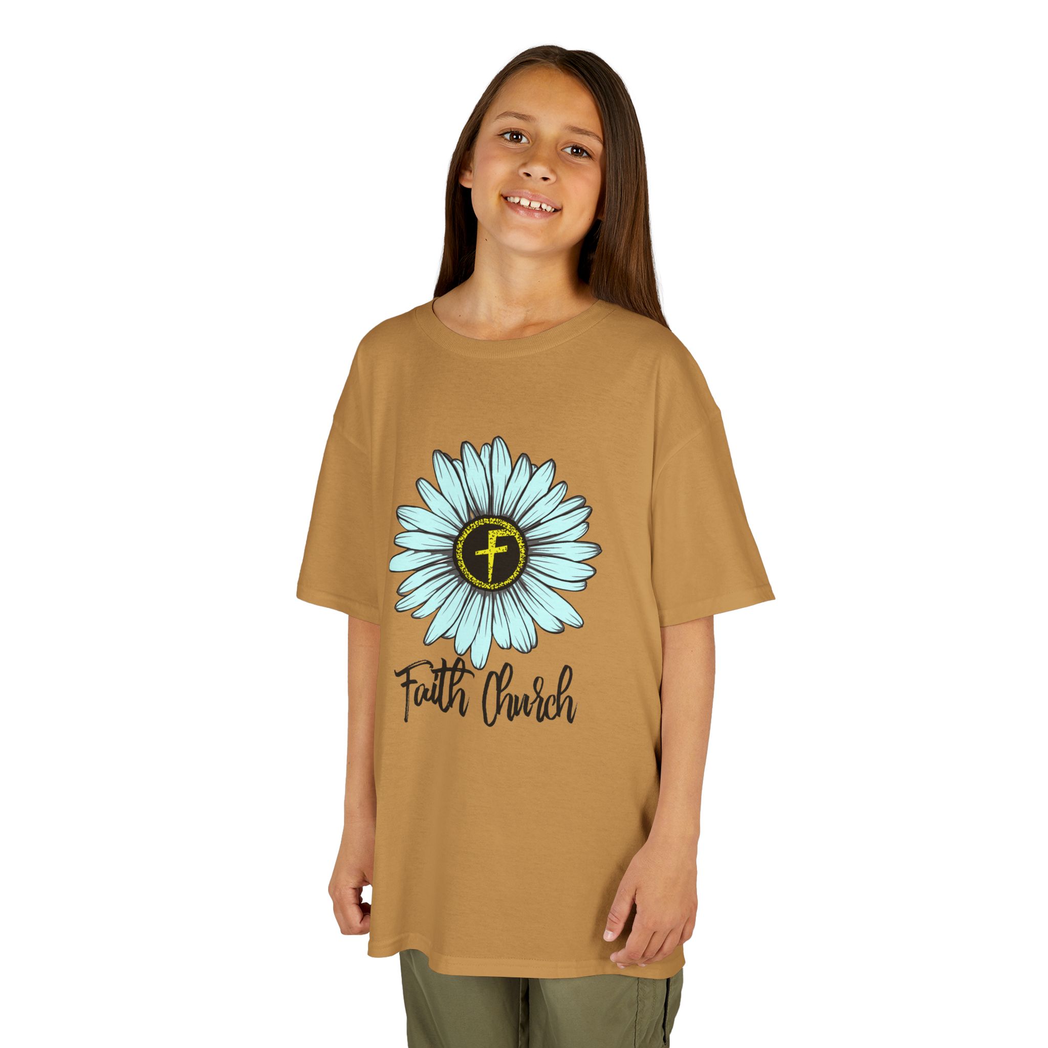 Kids Tee – Blue Daisy “Faith Overfear” Floral Christian Shirt - Image 11