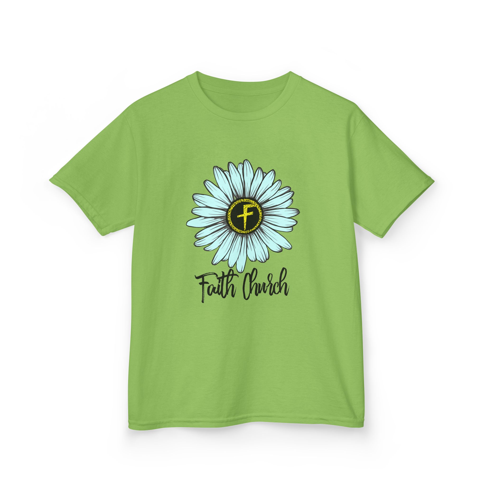 Kids Tee – Blue Daisy “Faith Overfear” Floral Christian Shirt - Image 14