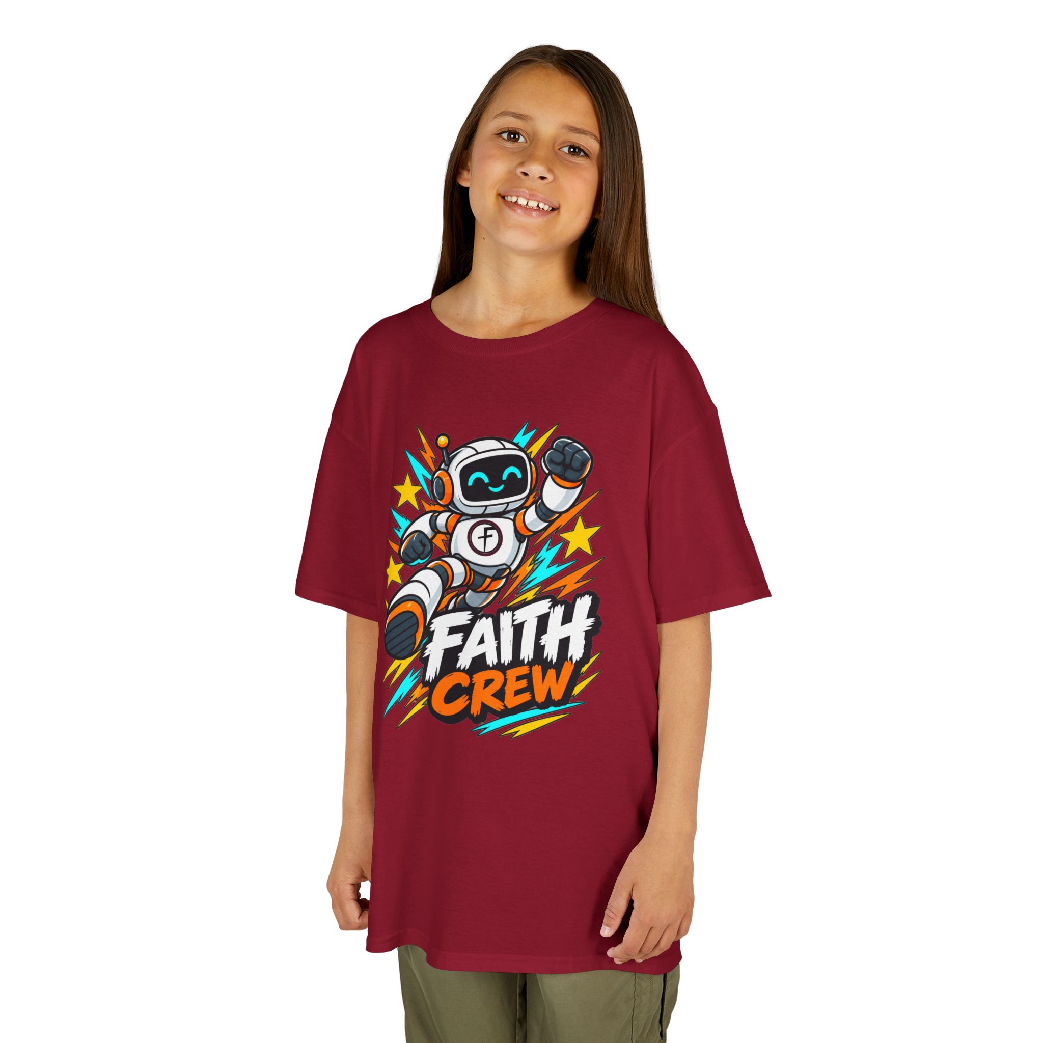 Kids' Faith Crew T-Shirt — Cute Robot Illustration Graphic Tee for Church & Sunday School - Image 62