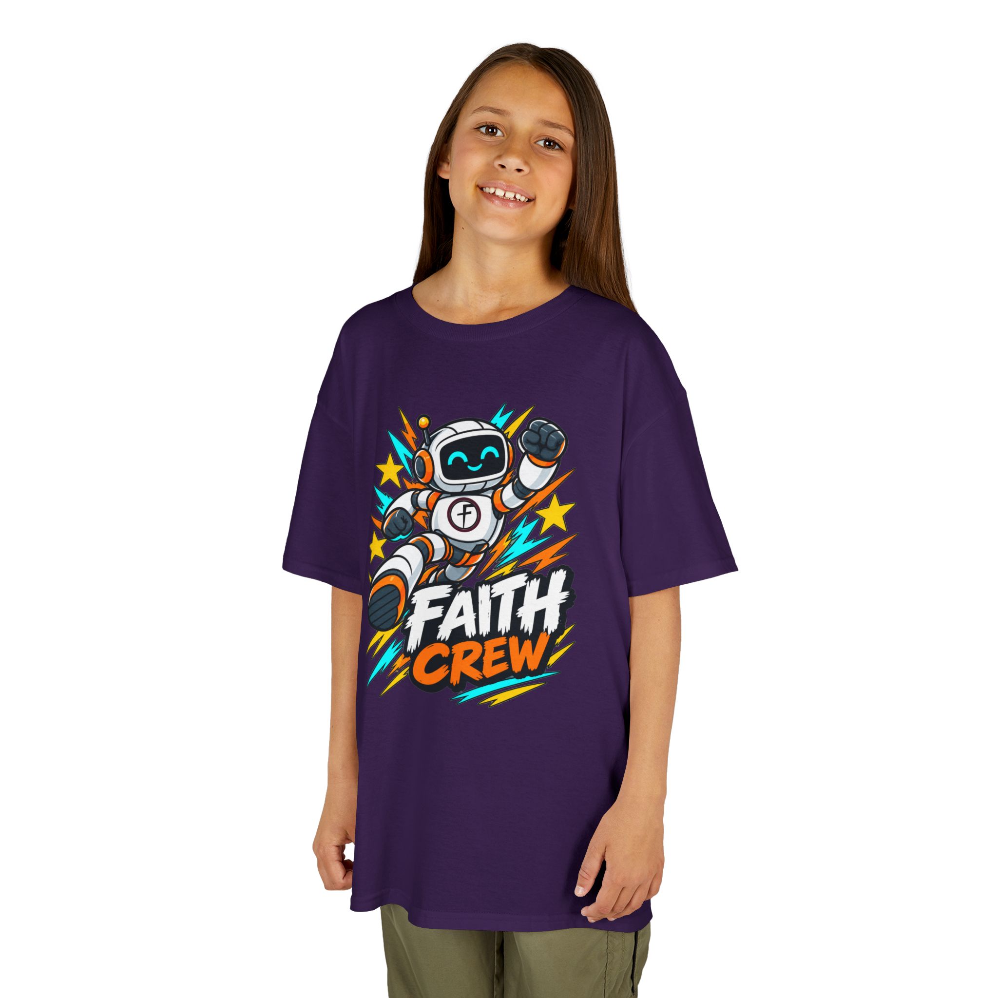 Kids' Faith Crew T-Shirt — Cute Robot Illustration Graphic Tee for Church & Sunday School - Image 49