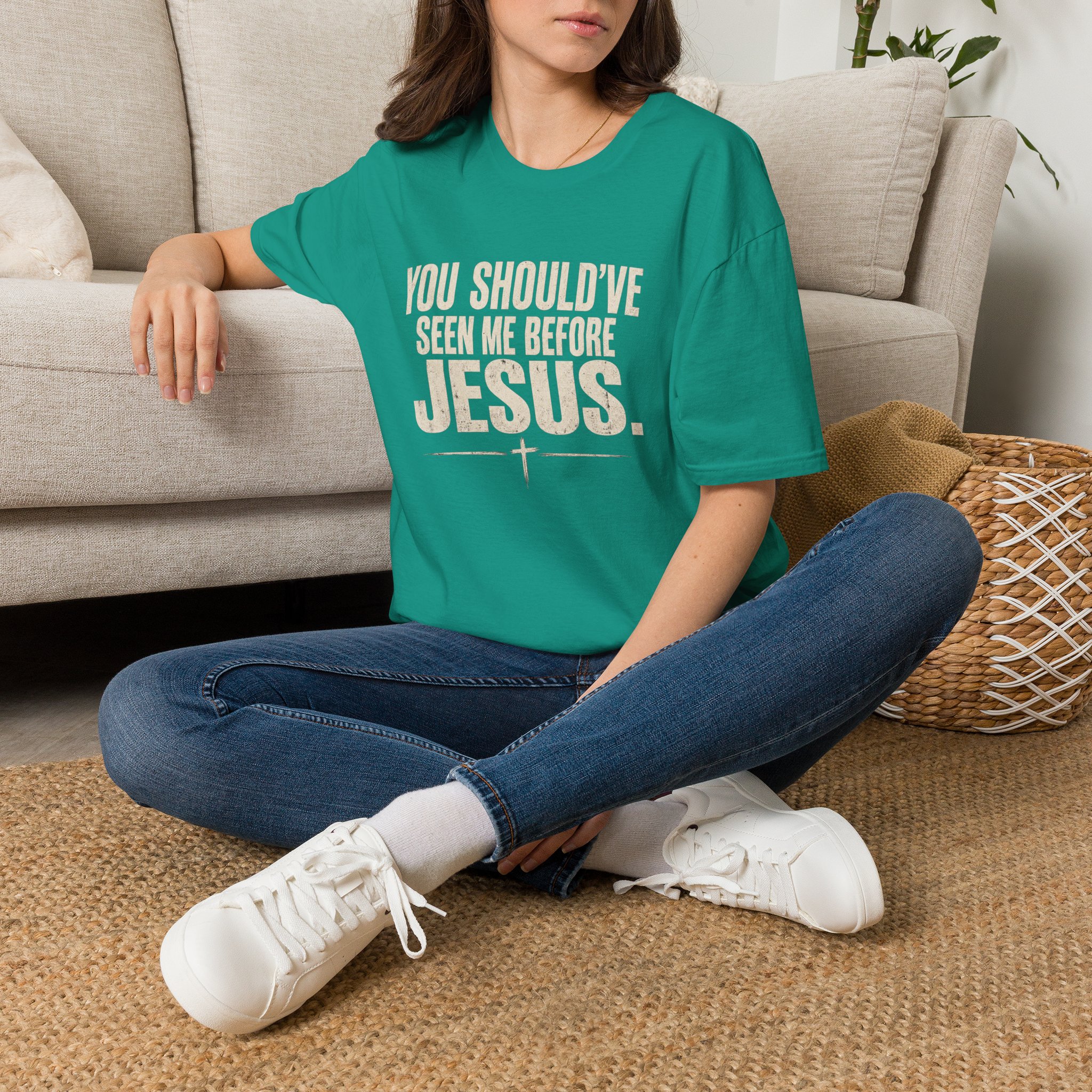 Christian T-Shirt — "You Should've Seen Me Before Jesus" Inspirational Faith Tee - Image 11