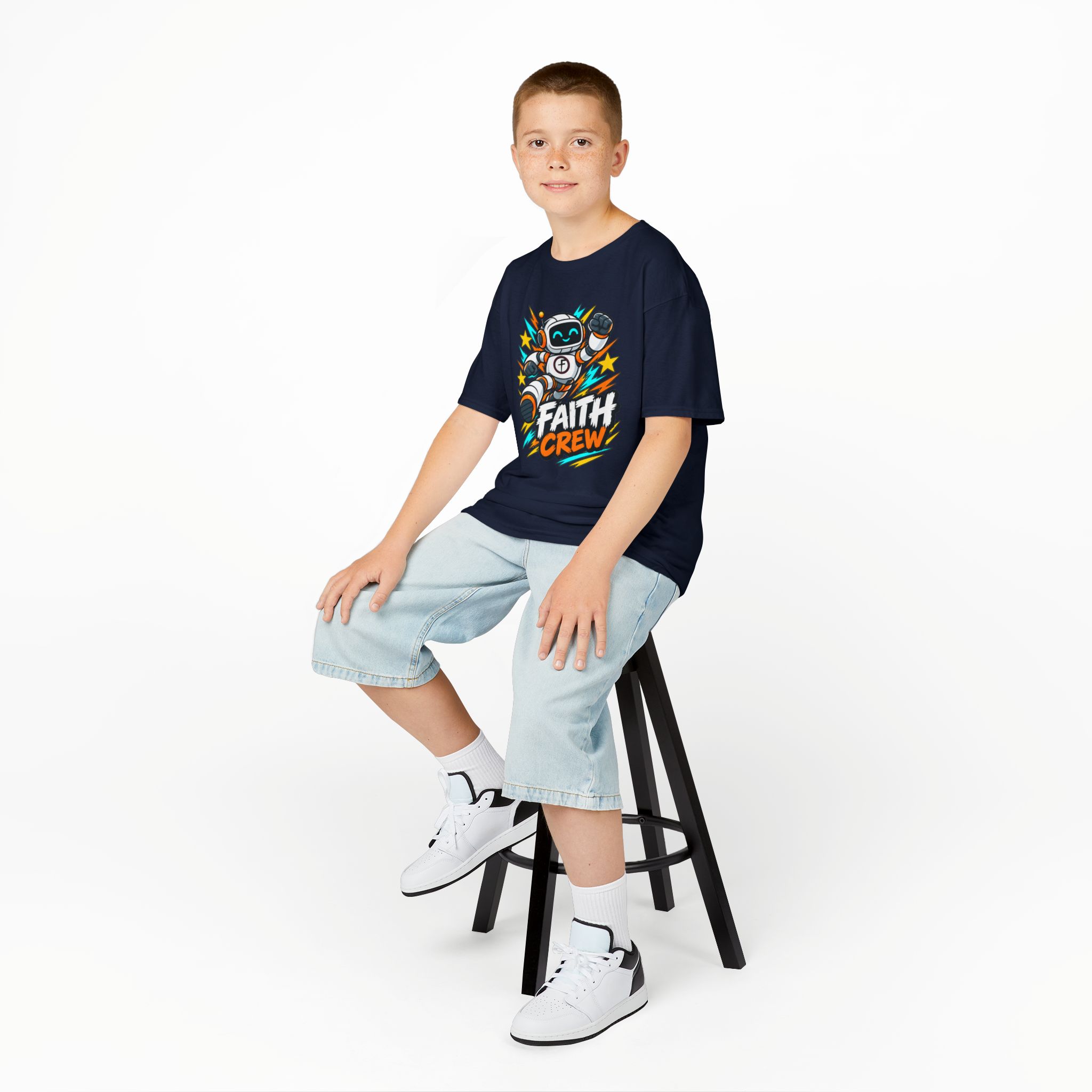 Kids' Faith Crew T-Shirt — Cute Robot Illustration Graphic Tee for Church & Sunday School - Image 43