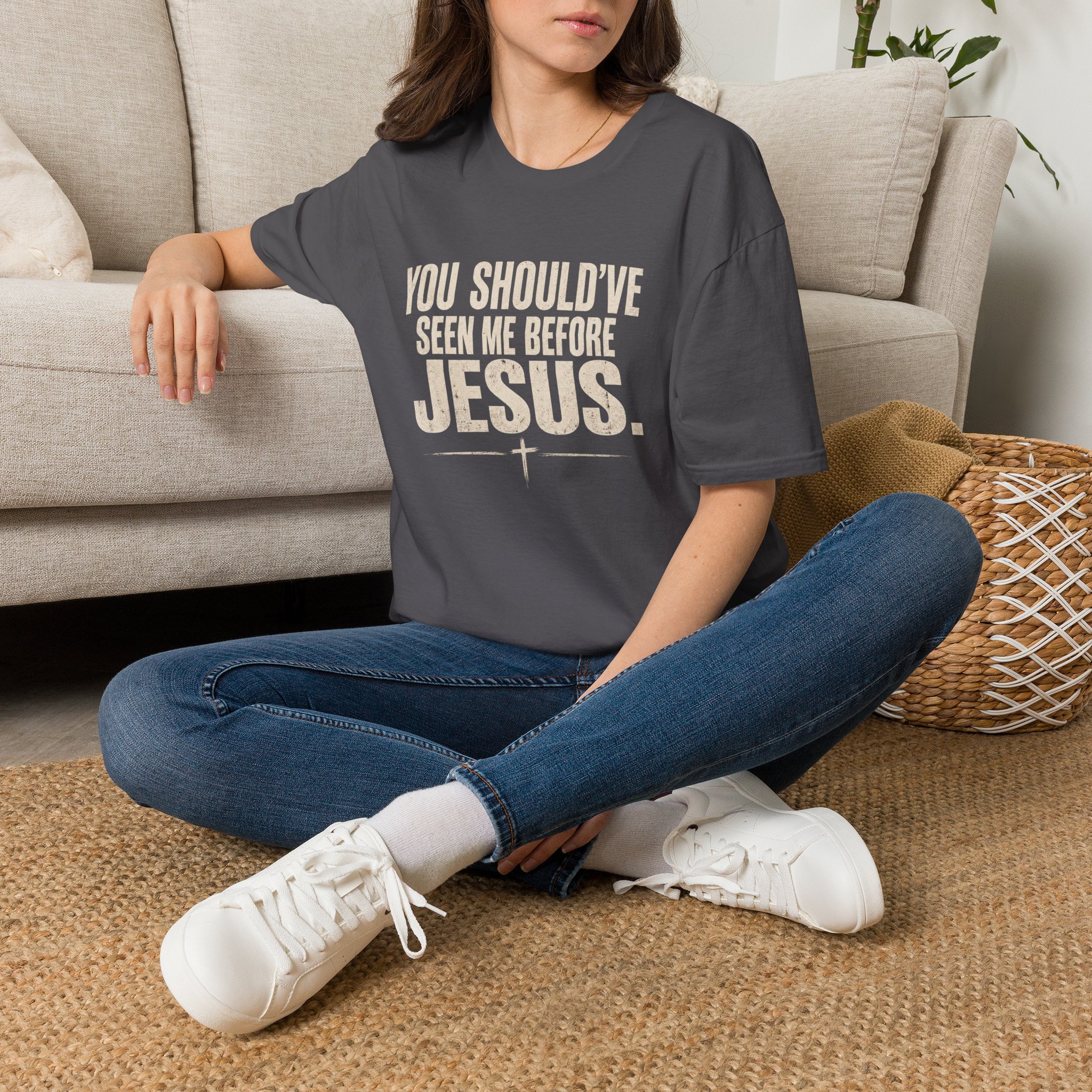 Christian T-Shirt — "You Should've Seen Me Before Jesus" Inspirational Faith Tee - Image 47