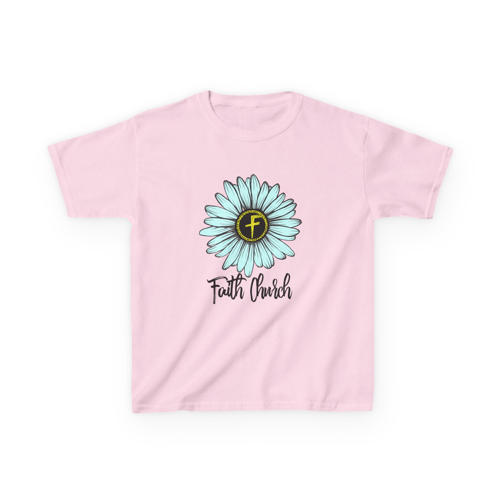 Kids Tee – Blue Daisy “Faith Overfear” Floral Christian Shirt - Image 45