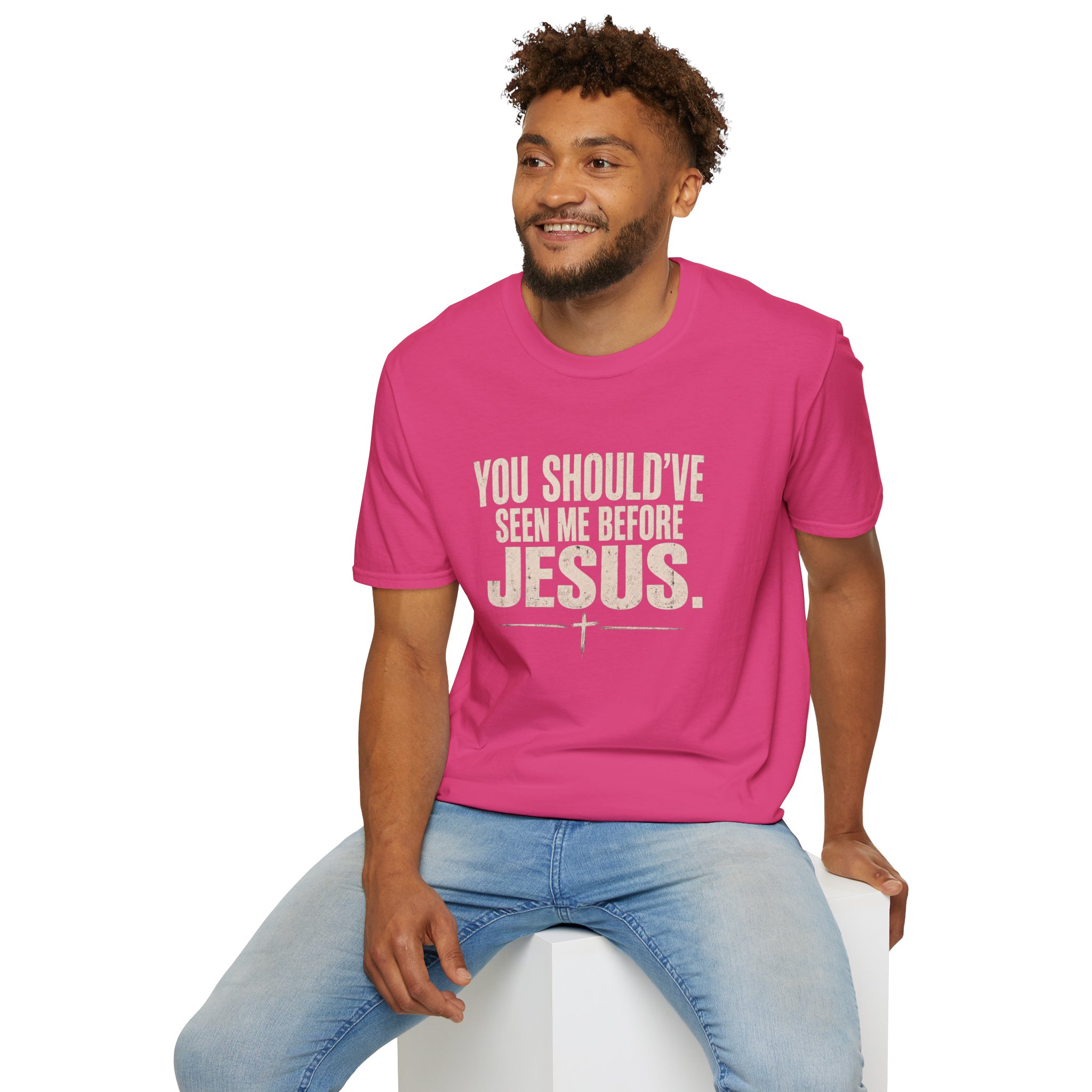 Christian T-Shirt — "You Should've Seen Me Before Jesus" Inspirational Faith Tee - Image 72