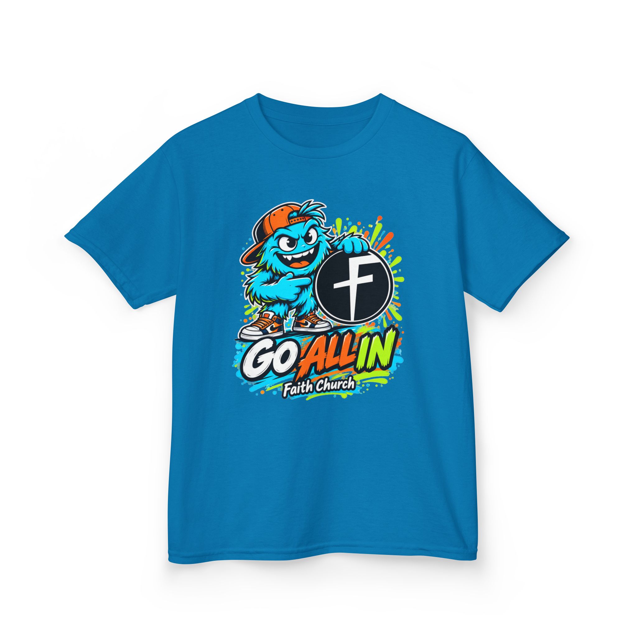 Kids T-Shirt — 'Go All In' Colorful Church Youth Graphic - Image 26