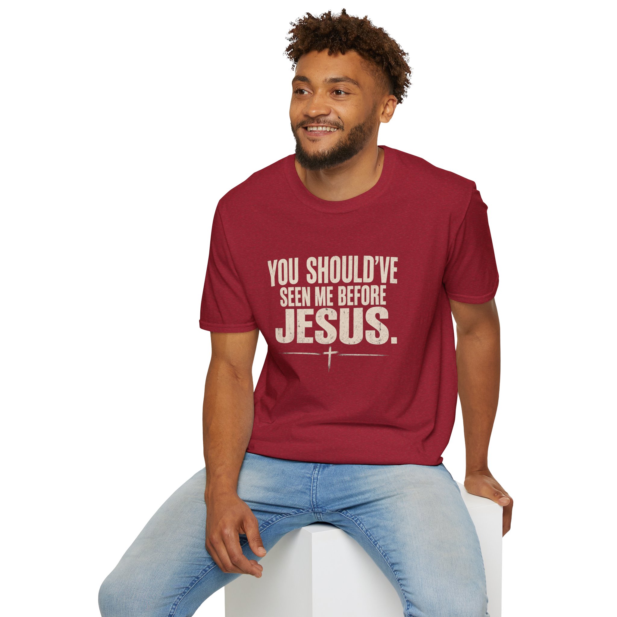 Christian T-Shirt — "You Should've Seen Me Before Jesus" Inspirational Faith Tee - Image 78