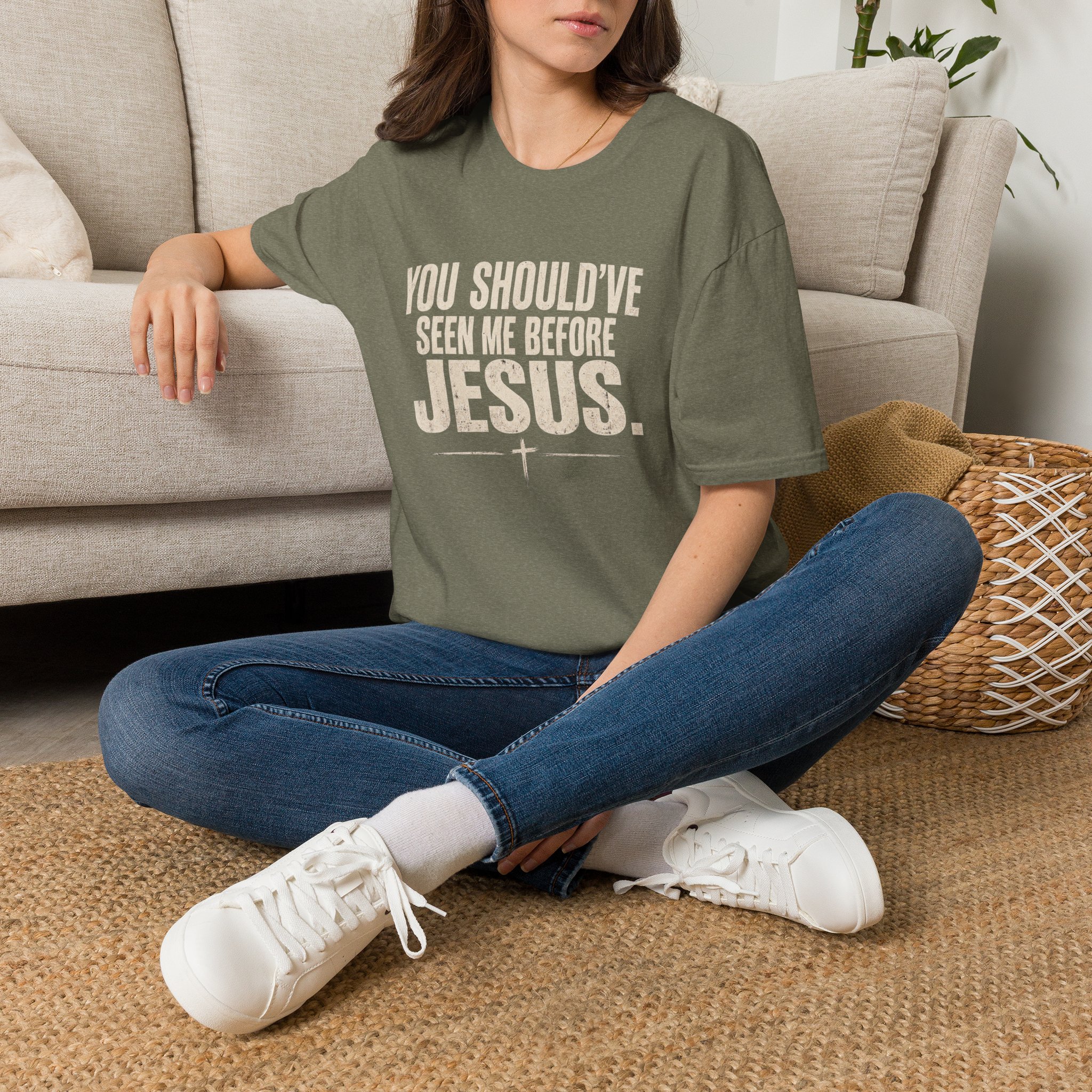 Christian T-Shirt — "You Should've Seen Me Before Jesus" Inspirational Faith Tee - Image 35