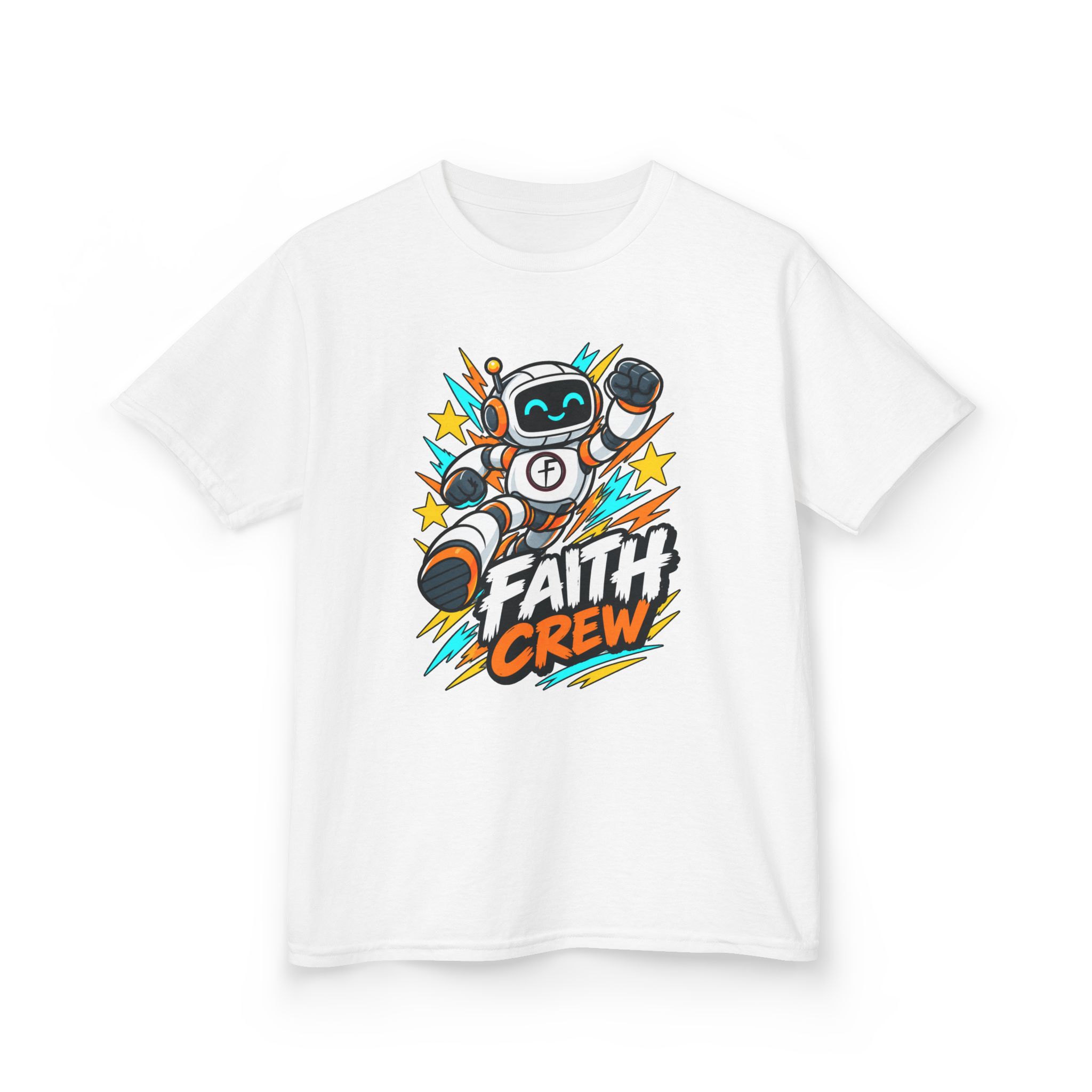 Kids' Faith Crew T-Shirt — Cute Robot Illustration Graphic Tee for Church & Sunday School - Image 2
