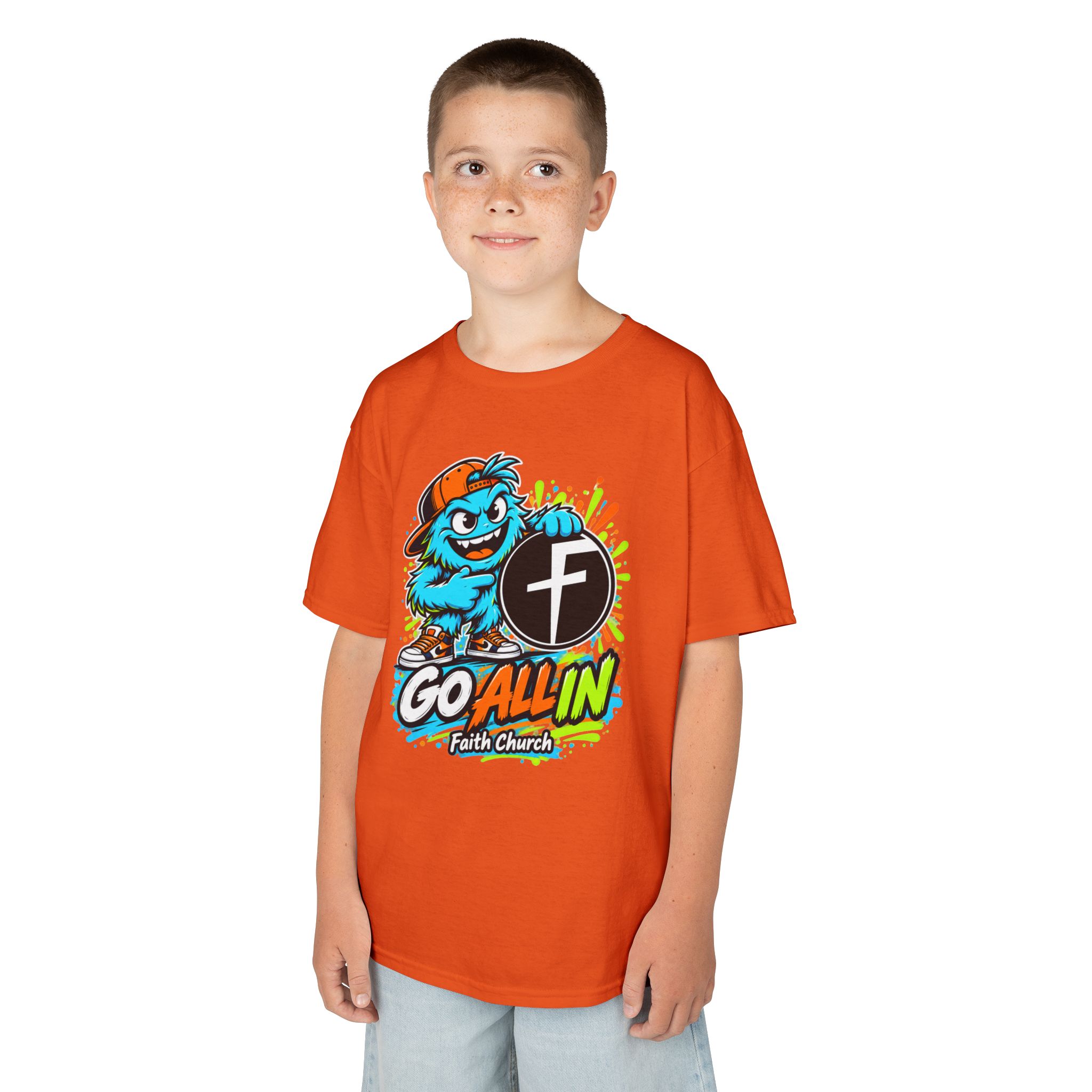 Kids T-Shirt — 'Go All In' Colorful Church Youth Graphic - Image 15